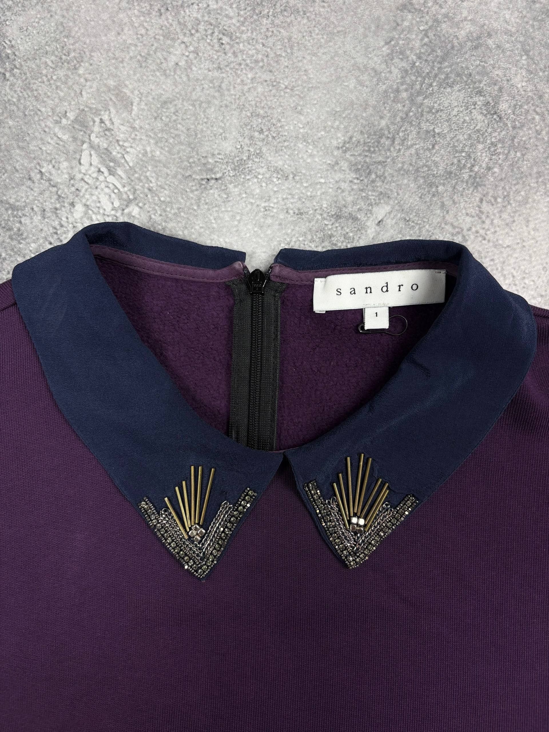 Sandro Sandro Purple sweater with pearl collar size 1 Italy Size M / US 6-8 / IT 42-44 - 2 Thumbnail