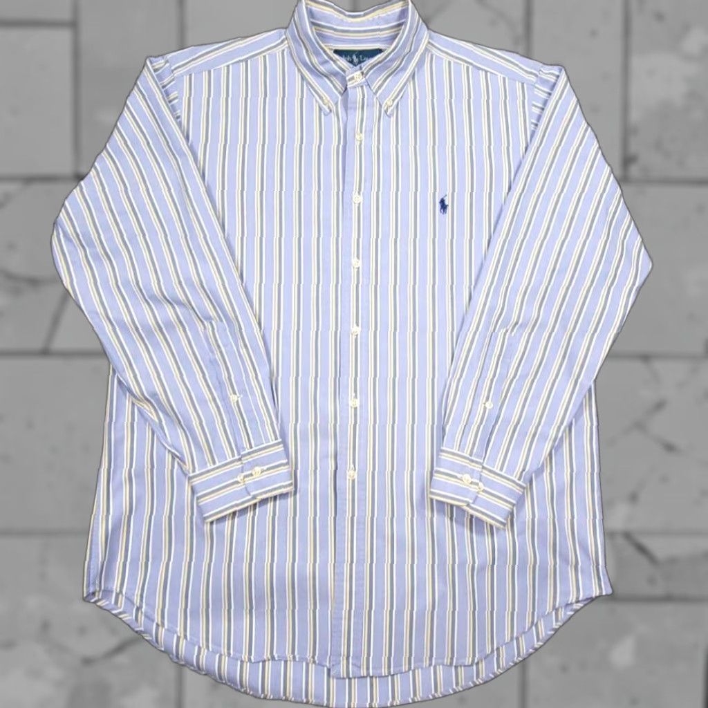 Polo Ralph Lauren Polo Ralph Lauren Button-Up Shirt Striped Long Sleeve Mens 16.5-32/33 Blue Stripe Oxford OCBD Classic Fit Size US XL / EU 56 / 4 - 1 Thumbnail