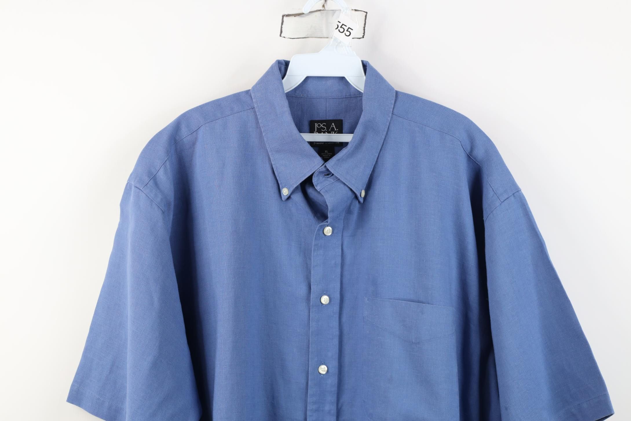 Jos. A. Bank Jos A Bank Linen Short Sleeve Collared Button Down Shirt Size US XL / EU 56 / 4 - 2 Thumbnail