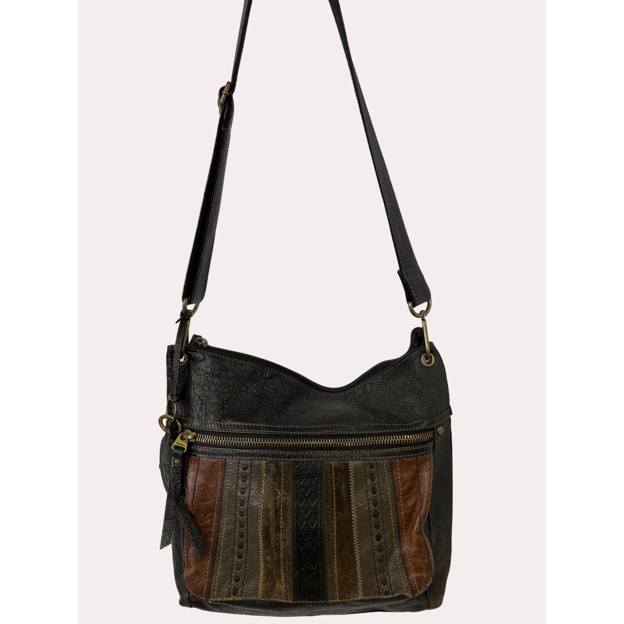 Fossil Fossil Women's Black Genuine Leather Crossbody Purse SKU 614 Size ONE SIZE - 1 Thumbnail