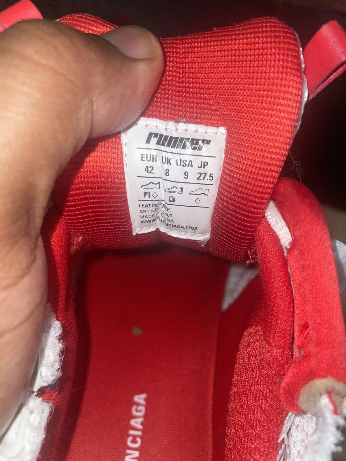 Balenciaga Balenciaga Runner Sneaker WHITE+RED Size US 9 / EU 42 - 7 Thumbnail