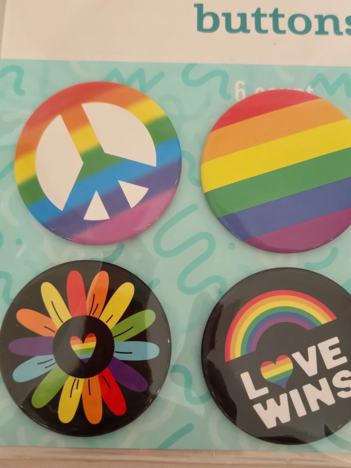 Other Meijer Buttons Set of 6 Rainbow Pride Love Wins Peace LGBTQ Size ONE SIZE - 2 Thumbnail