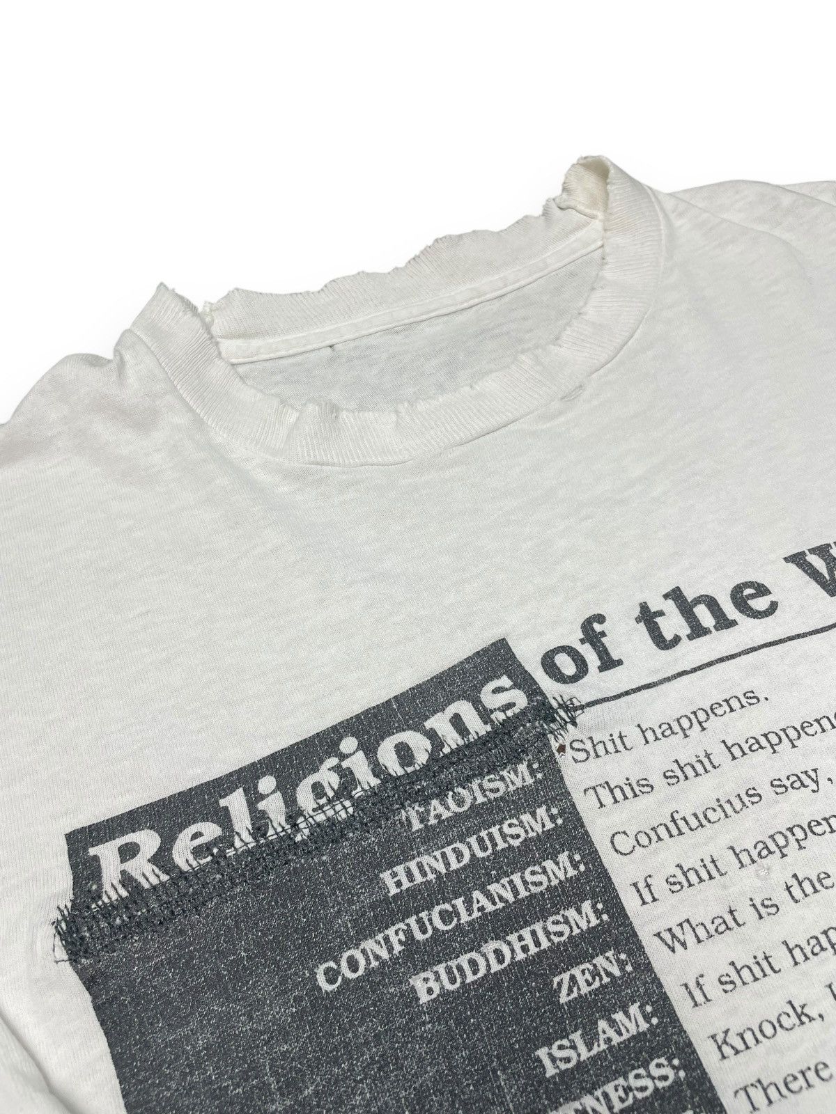 Vintage Vintage 90's Religions of the World SH*T Shirt Size US L / EU 52-54 / 3 - 3 Thumbnail