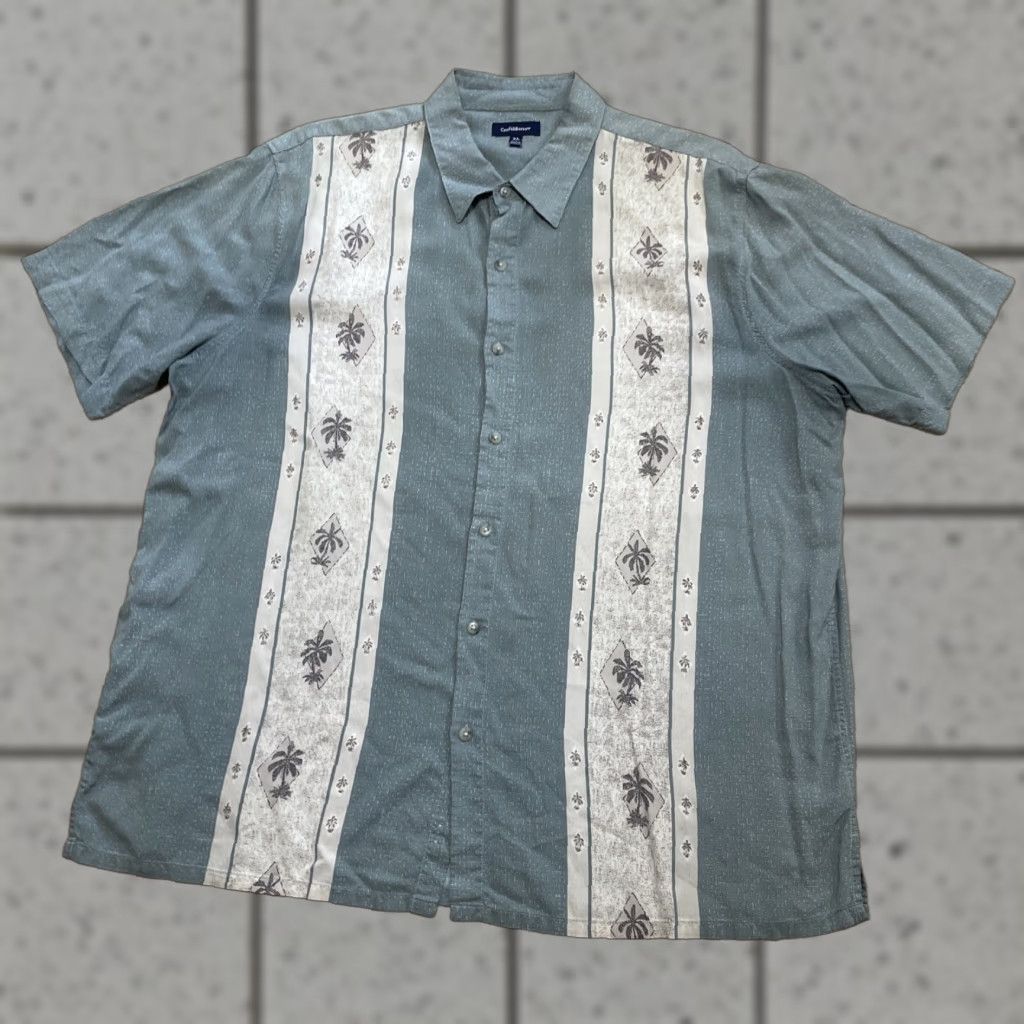 Croft & Barrow Croft & Barrow Guayabero Shirt Men XL Aztec Stripe Green Cream Retro Cuban Money Size US L / EU 52-54 / 3 - 1 Thumbnail