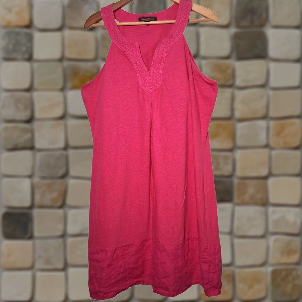 Tommy Bahama Tommy Bahama Pink Embroidered Sundress Knit Linen Trim Dress XL Womens Size XL / US 12-14 / IT 48-50 - 1 Thumbnail
