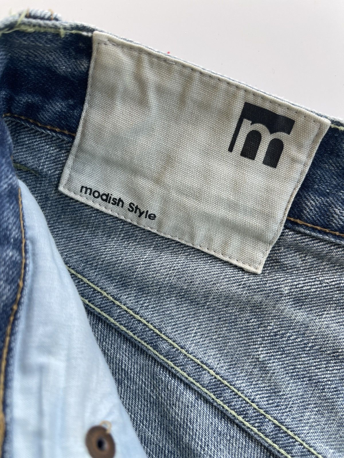 Japanese Brand PICK!!! Modish Style Flame Distressed Denim Size US 33 - 8 Thumbnail