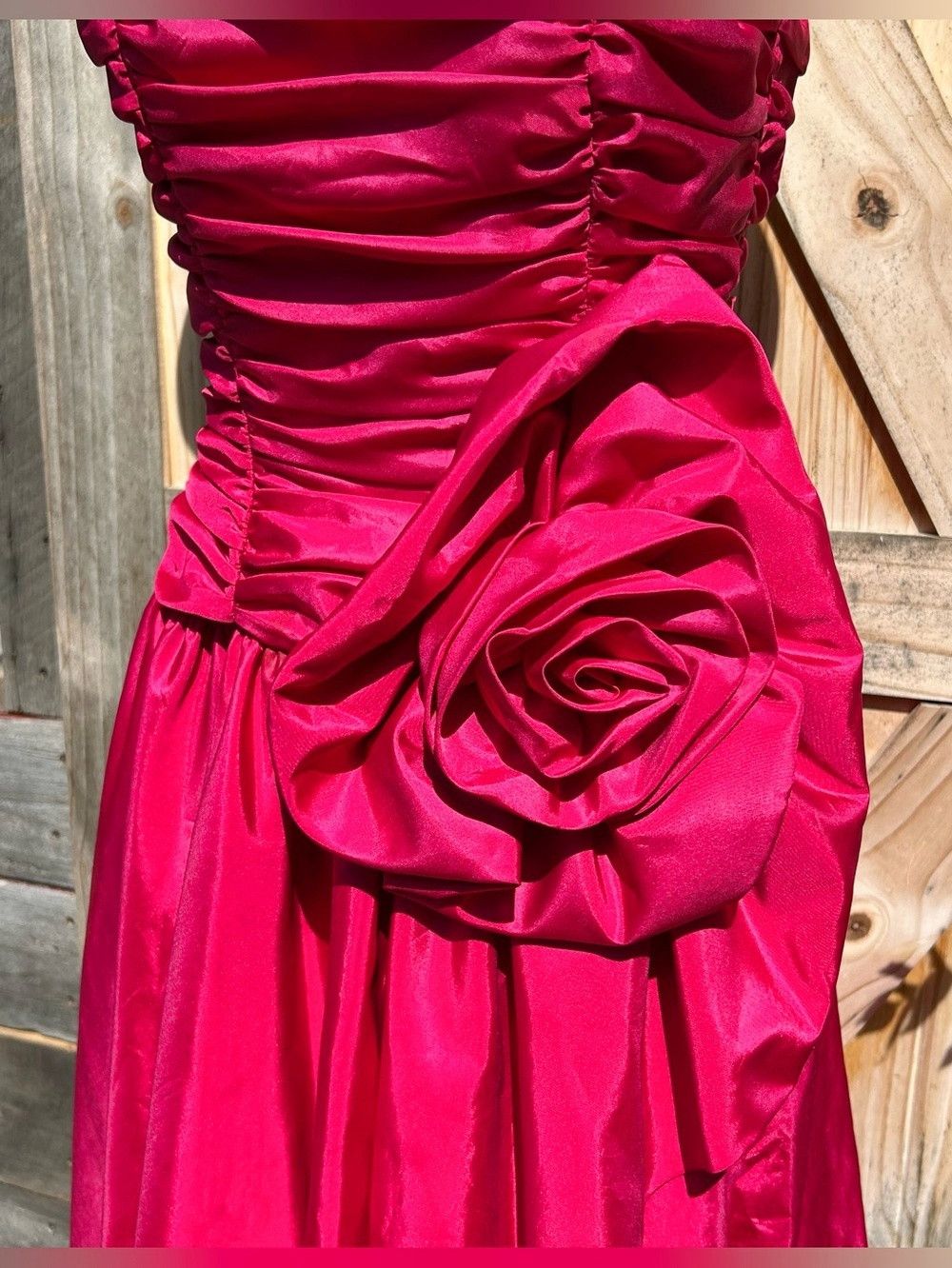 Other Vintage Retro 80s Fucsia Taffeta Rose Party Prom Dress Size XS / US 0-2 / IT 36-38 - 2 Thumbnail