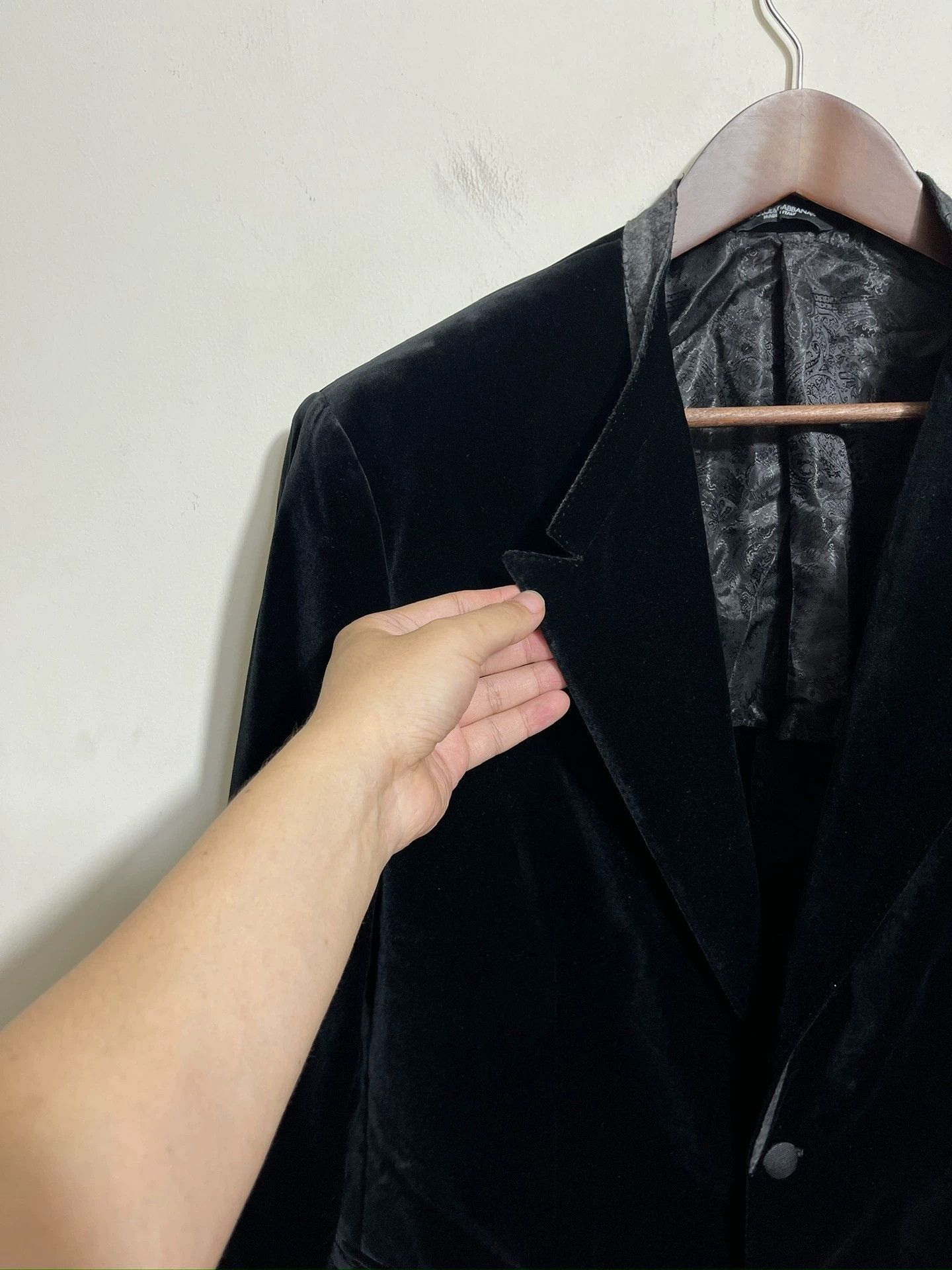Dolce & Gabbana Black Velvet Single-Breasted Light Jacket Size US XXS / EU 40 - 4 Thumbnail