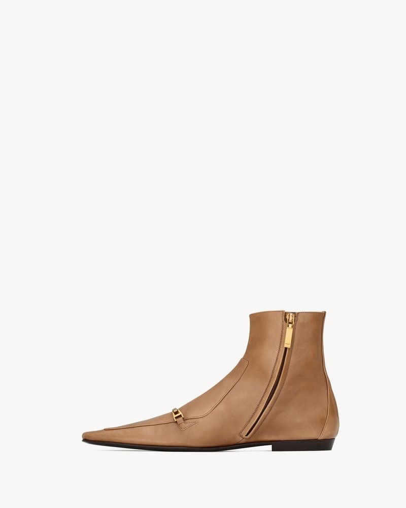 Saint Laurent Paris o1s1wg110126 800641 Milton Boots in Smooth Leather in Camel Size US 10 / EU 43 - 3 Thumbnail