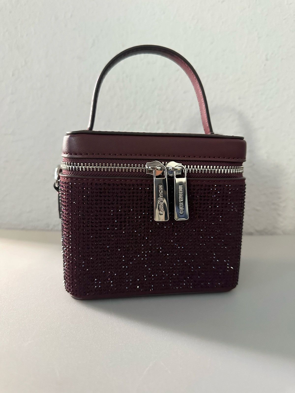 Michael Kors Sandrine Small Box Crossbody Bag With Cristal In Oxblood Size ONE SIZE - 12 Thumbnail