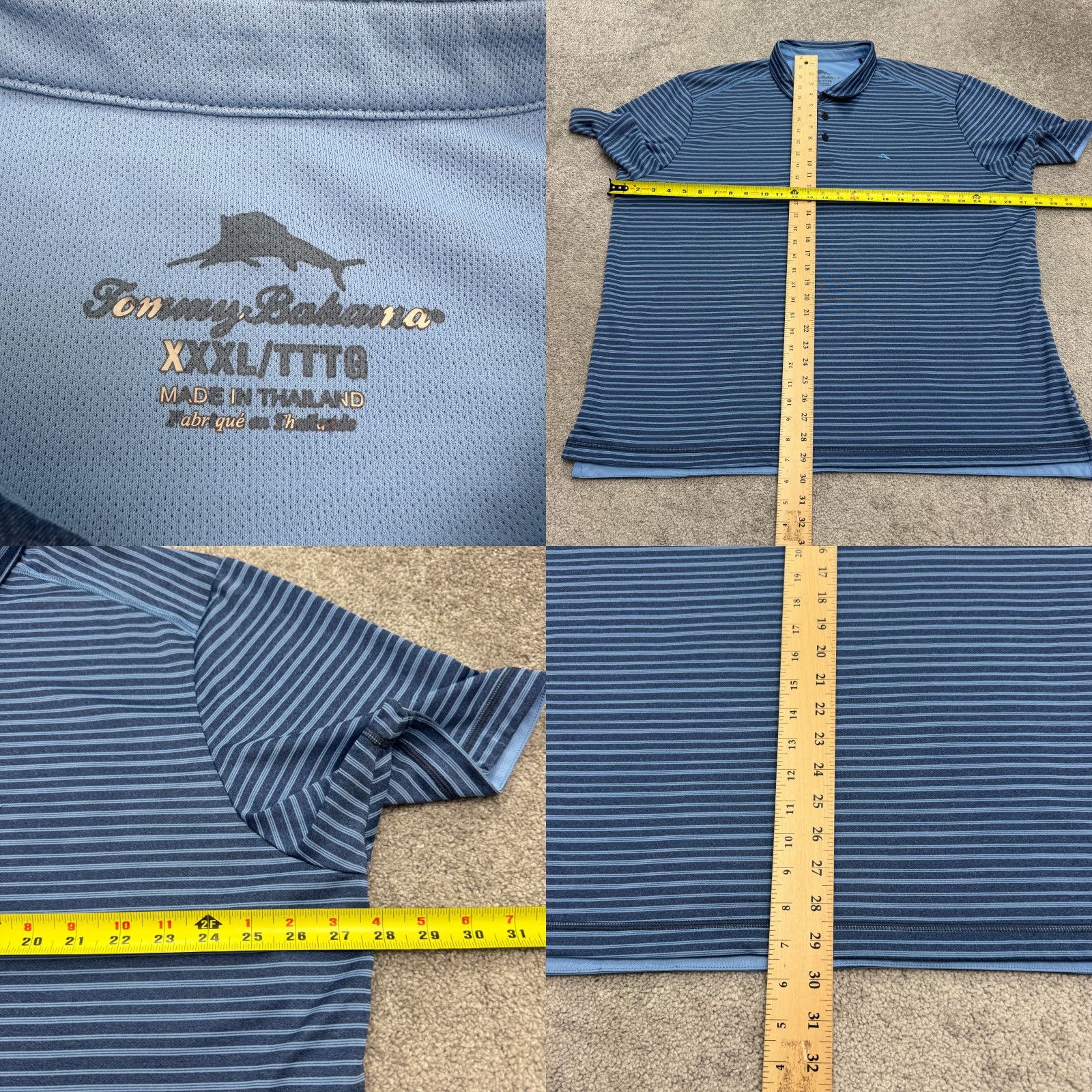 Tommy Bahama Tommy Bahama Performance Polo Shirt Mens 3XL Blue Striped Short Sleeve Golf Fish Size US XXL / EU 58 / 5 - 8 Thumbnail