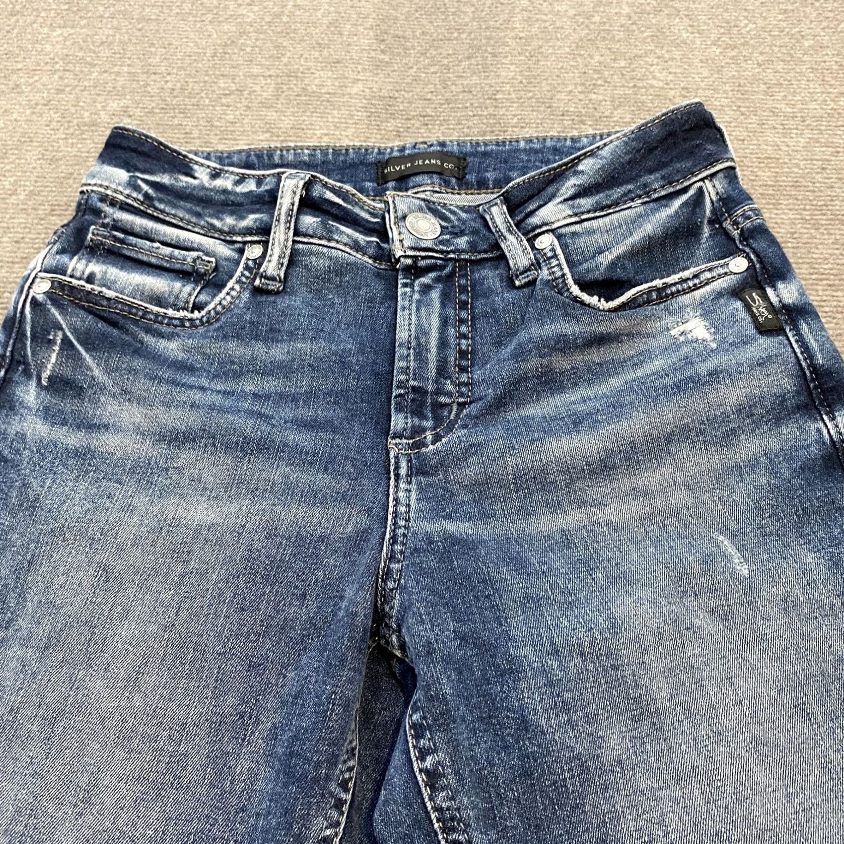 Silver Jeans Co. Silver Jeans Co Jeans Womens 27 Blue Denim Straight Leg Distressed Classic Fit Jeans Womens 27 Blue Denim Distressed Stretch Pockets Zip Fly Size 27" / US 4 / IT 40 - 2 Thumbnail