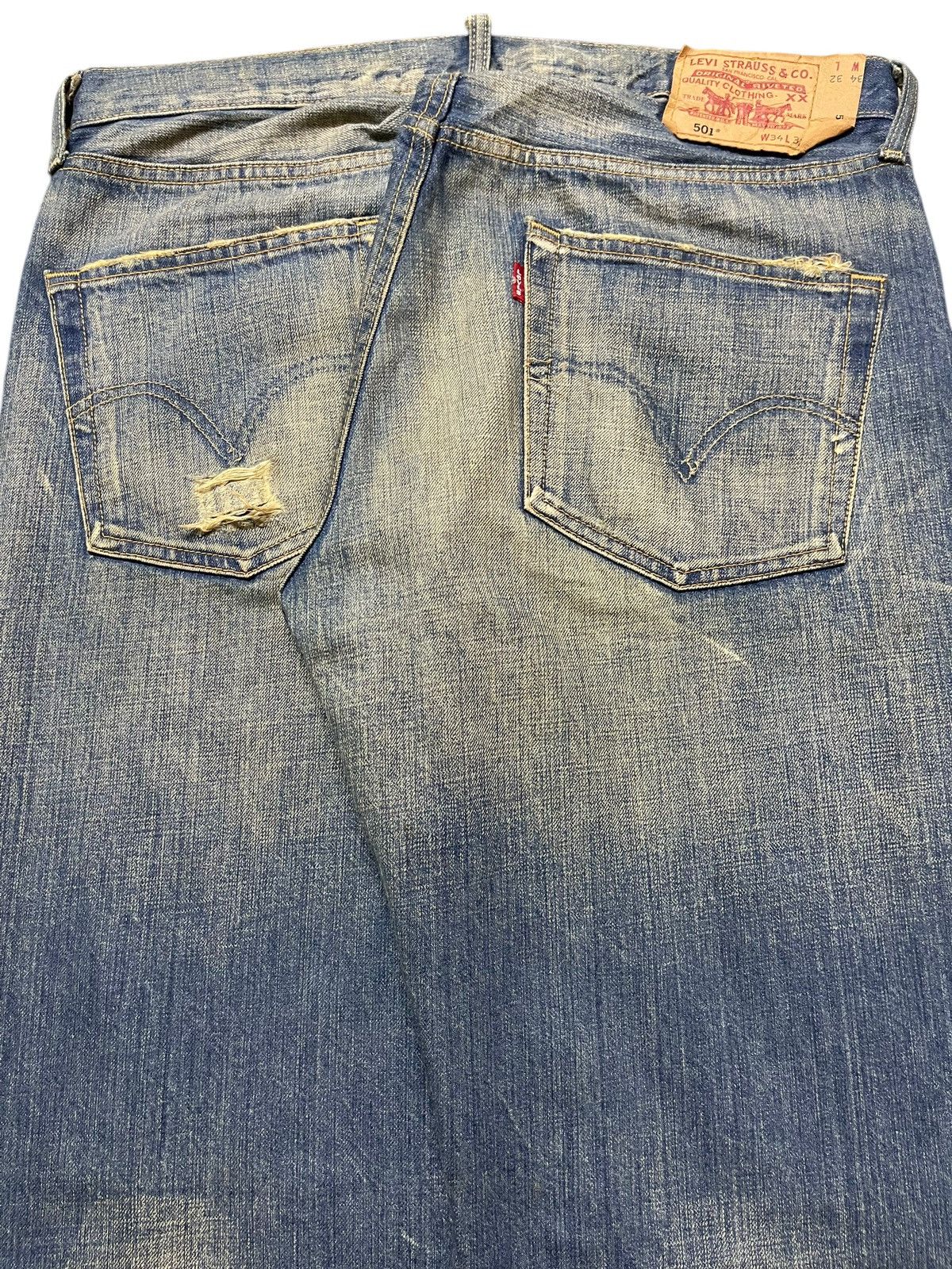 Levi's Vintage 90s Levis 501 Mud Wash Distressed Style Baggy Jeans Size US 34 / EU 50 - 6 Thumbnail