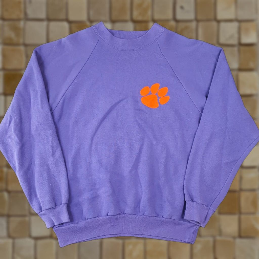 Vintage Vintage 90s Clemson Tigers Football Crewneck Size XL Purple Pullover Sweatshirt Size US XL / EU 56 / 4 - 1 Thumbnail