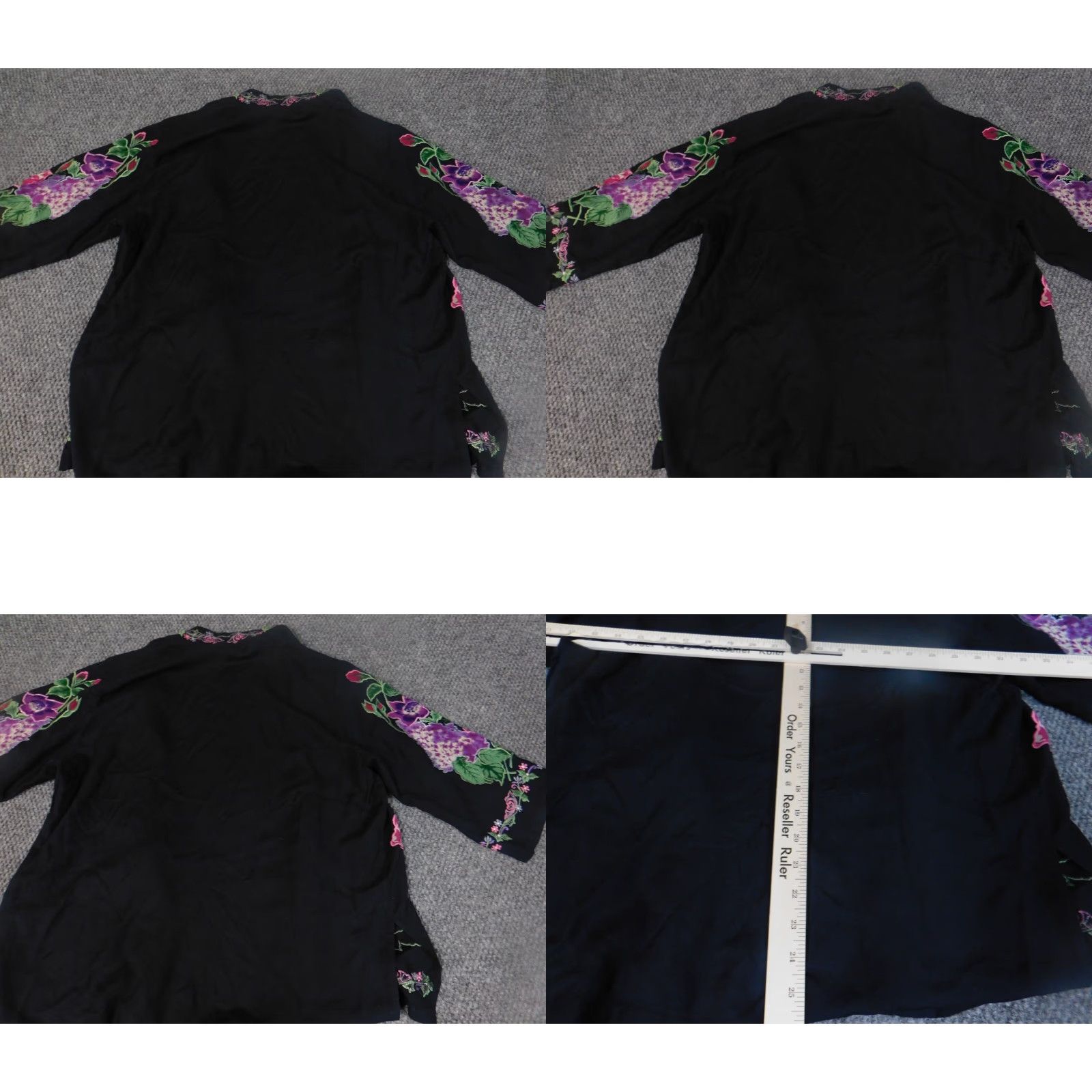 Vintage Marisol Blouse Womens L Black Floral Rayon Open Chest Long Sleeve Collared Casual Basic Regular Shirt Size L / US 10 / IT 46 - 8 Thumbnail