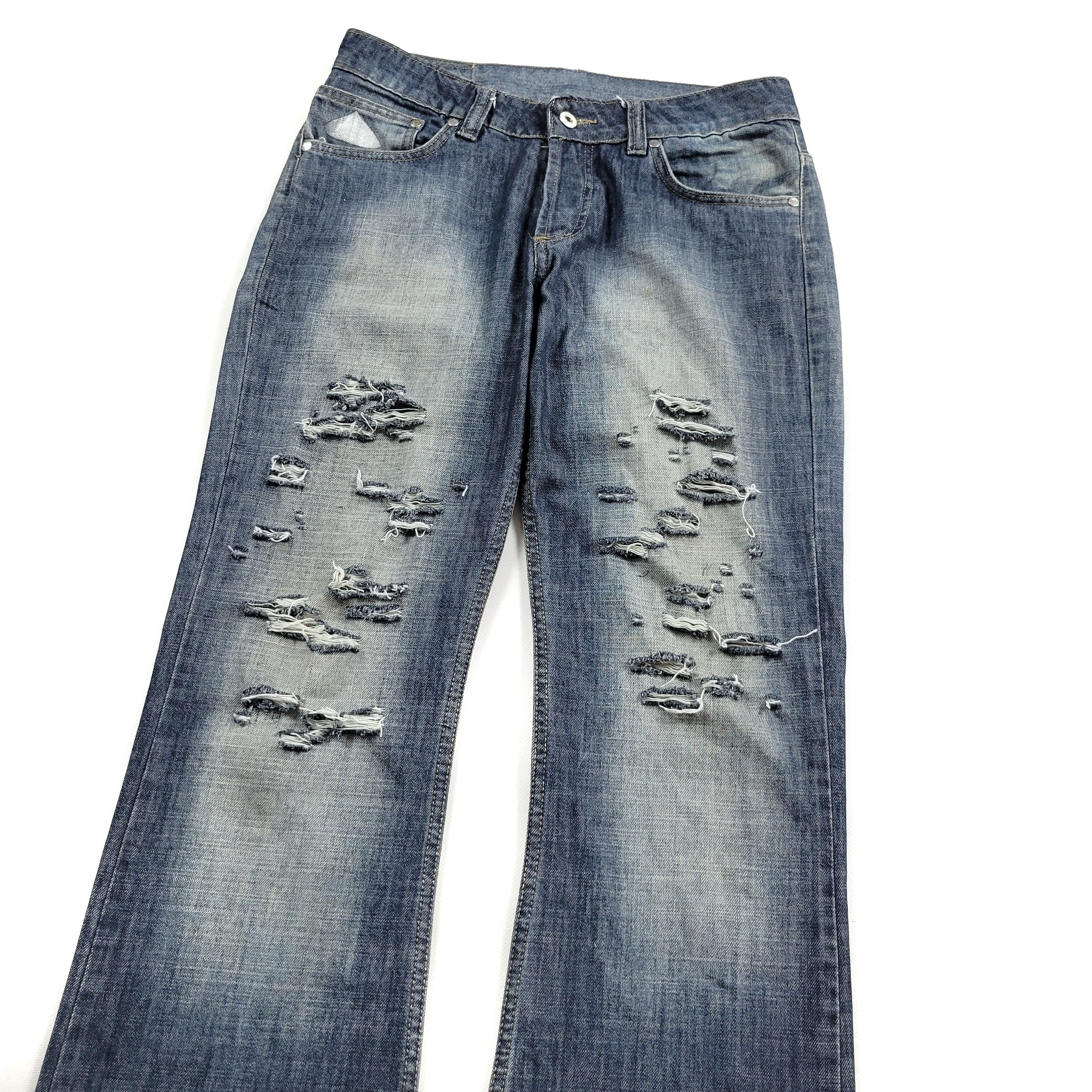 Diesel Bladee Archive Diesel Cocaine Distressed Denim Flared Jeans Size US 31 - 5 Thumbnail