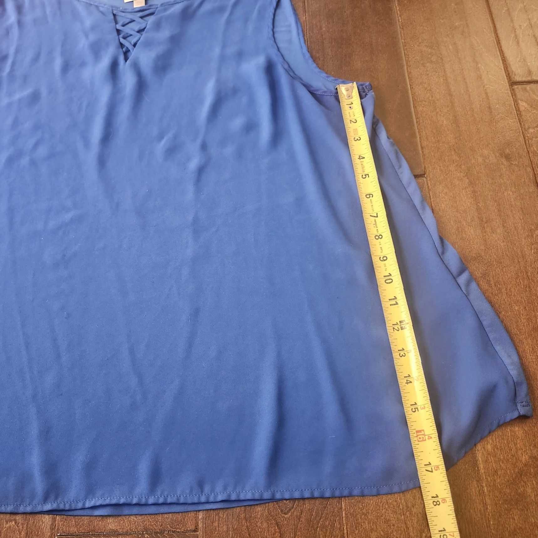 Avenue Avenue Blouse Sleeveless Lace Up Blue 18/20 Plus Size Women Size XXL / US 16-18 / IT 52-54 - 7 Thumbnail
