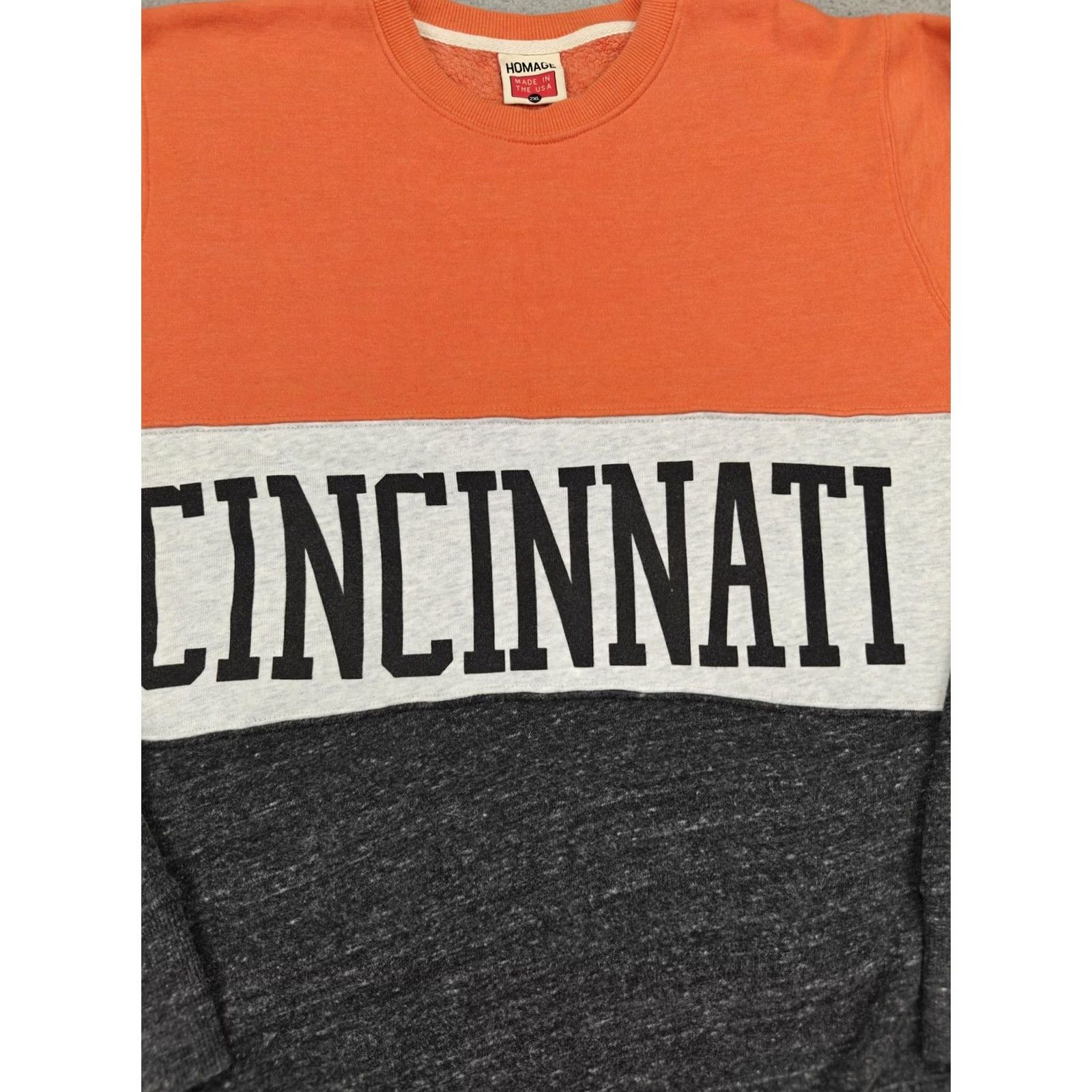 Etro Homage Cincinnati Sweater Mens 2XL Crewneck Pullover Orange Knit Graphic Print Retro United States Made USA Size US XXL / EU 58 / 5 - 2 Thumbnail