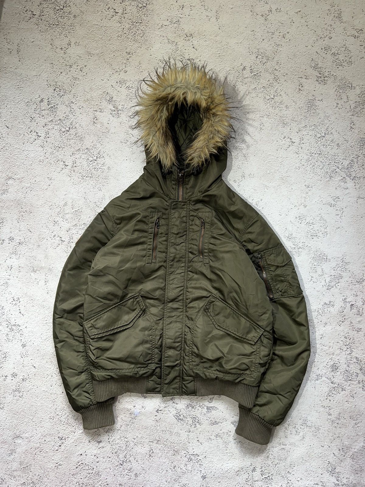 If Six Was Nine × Le Grande Bleu (L.G.B.) * Y2k Vintage Mohair Fluffy Fuzzy Fur Hood Bomber Jacket Size US M / EU 48-50 / 2 - 1 Thumbnail