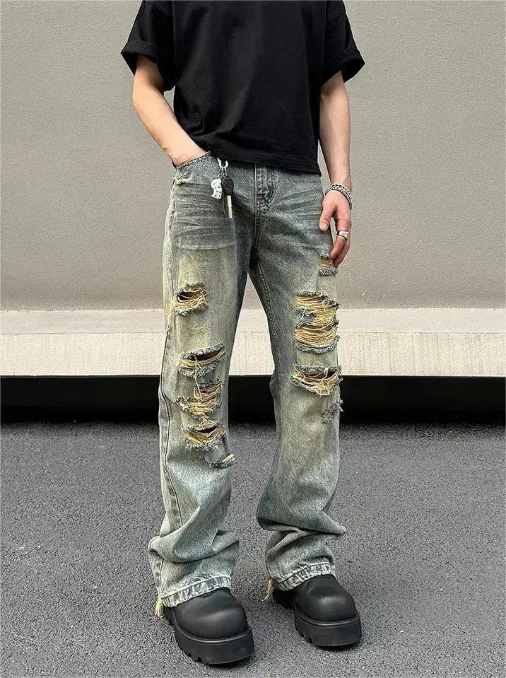 Japanese Brand Straight leg slimming distressed jeans Size US 32 / EU 48 - 4 Thumbnail