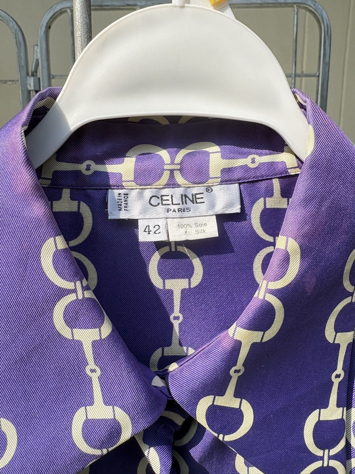 Celine Celine horsebit purple silk shirt Size M / US 6-8 / IT 42-44 - 3 Thumbnail