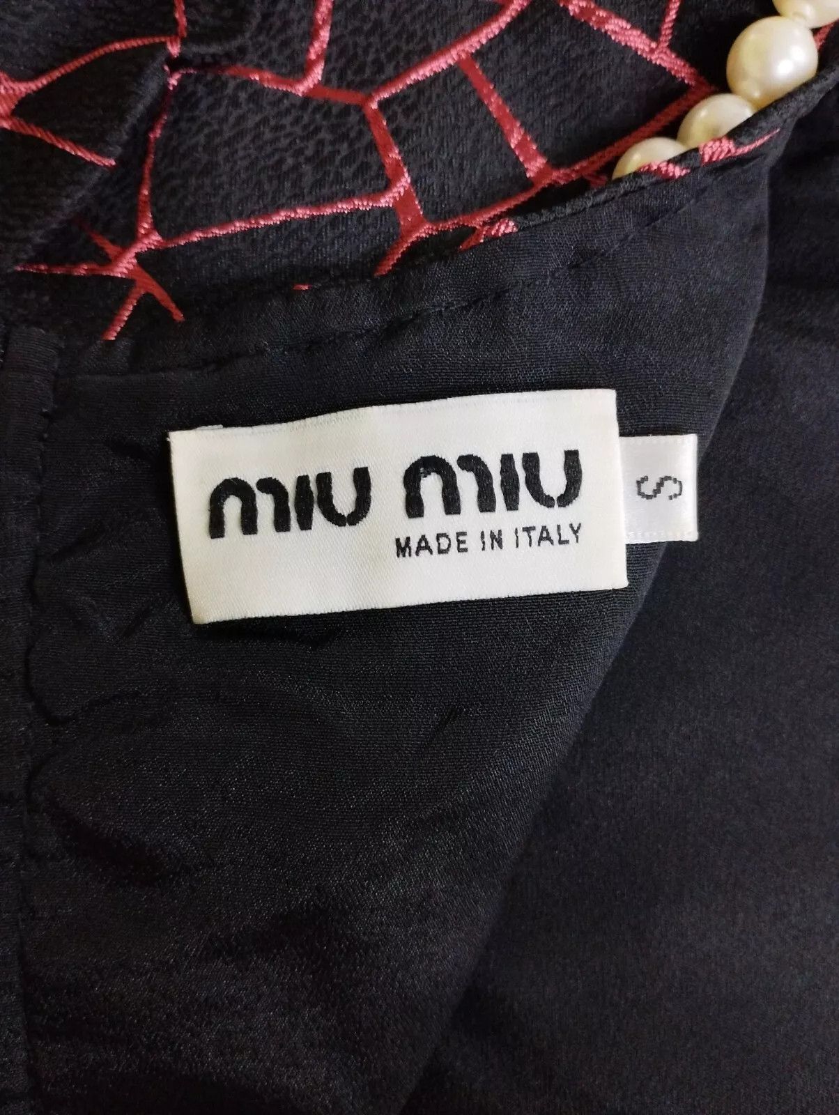 Miu Miu × Vintage MIU MIU Italy Women Short Retro Dress Faux Pearl Neckline Size S / US 4 / IT 40 - 6 Thumbnail