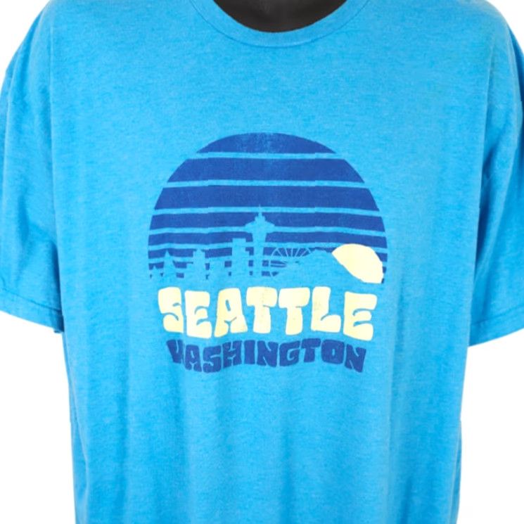 Needles VINTAGE Seattle T Shirt Mens Size 2XL Blue Space Needle Washington Travel Tee Size US XXL / EU 58 / 5 - 2 Thumbnail