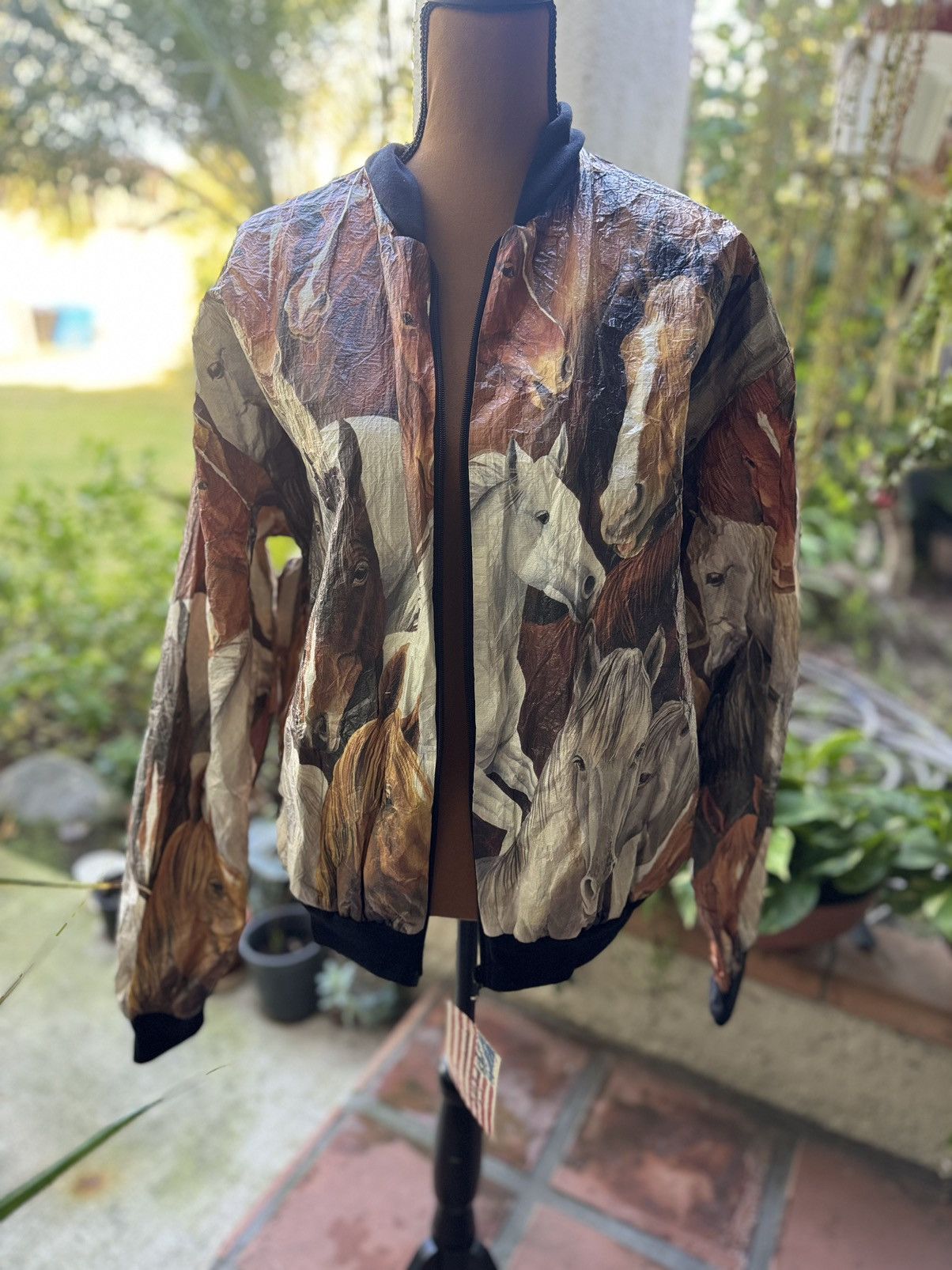 New Pride Products Horse Print Tyvek Windbreaker Jacket Zip