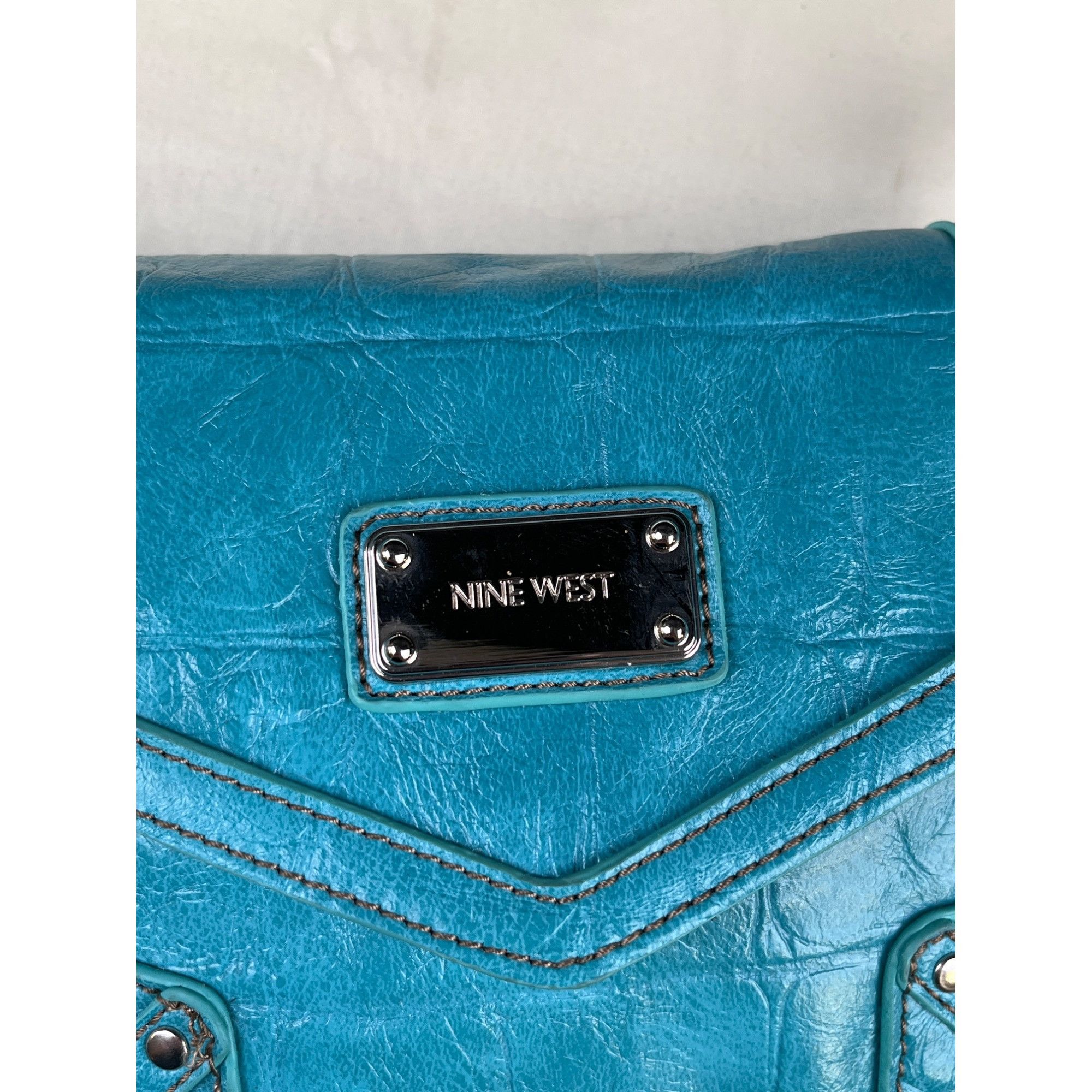 Nine West Nine West Women's Blue Turquoise Leather Crossbody Mini Bag Size ONE SIZE - 6 Thumbnail