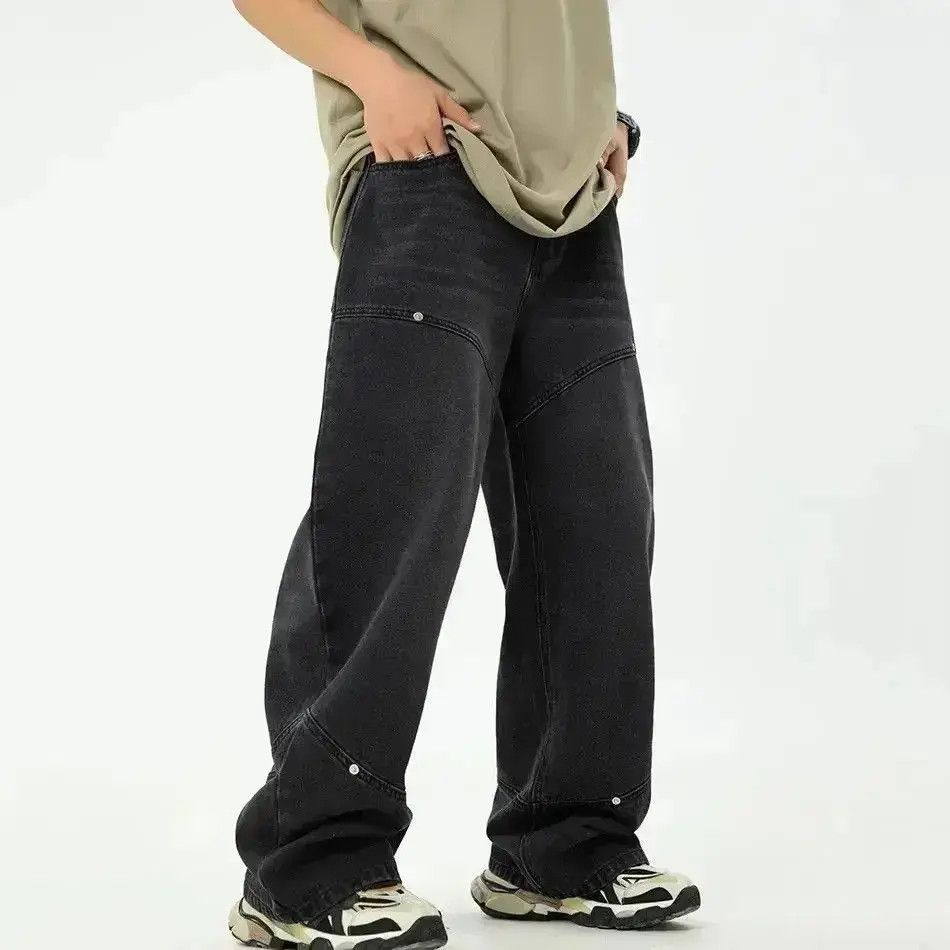 Japanese Brand Streetwear Casual Design Washed Black Loose Jeans Pants Size US 32 / EU 48 - 2 Thumbnail