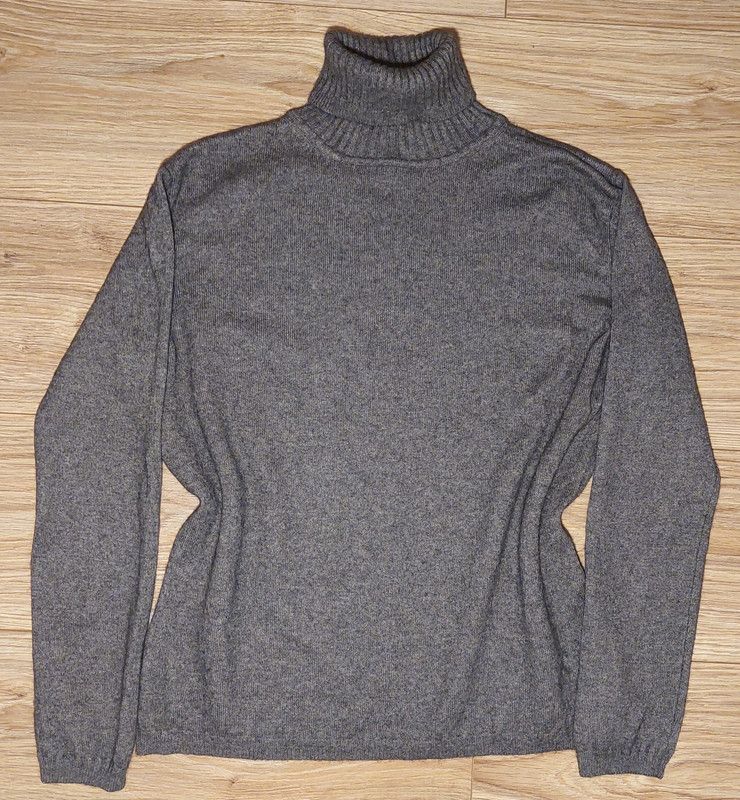 image of Vintage Silk Cashmere Sweater Turtleneck Gray Luxury in Grey, Women's (Size Large)