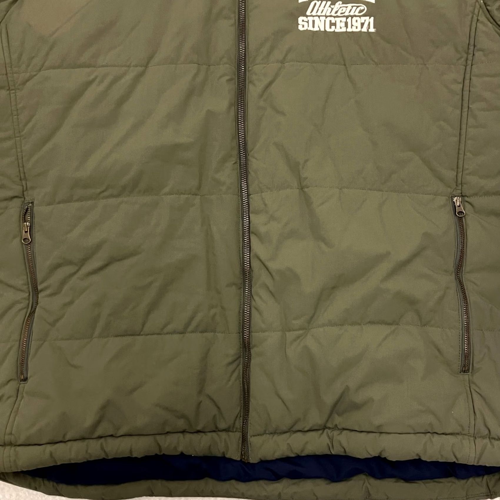 Nike VINTAGE Nike Athletic Puffer Jacket Mens XL Khaki Green Quilted Full Zip Vintage Size US XL / EU 56 / 4 - 3 Thumbnail