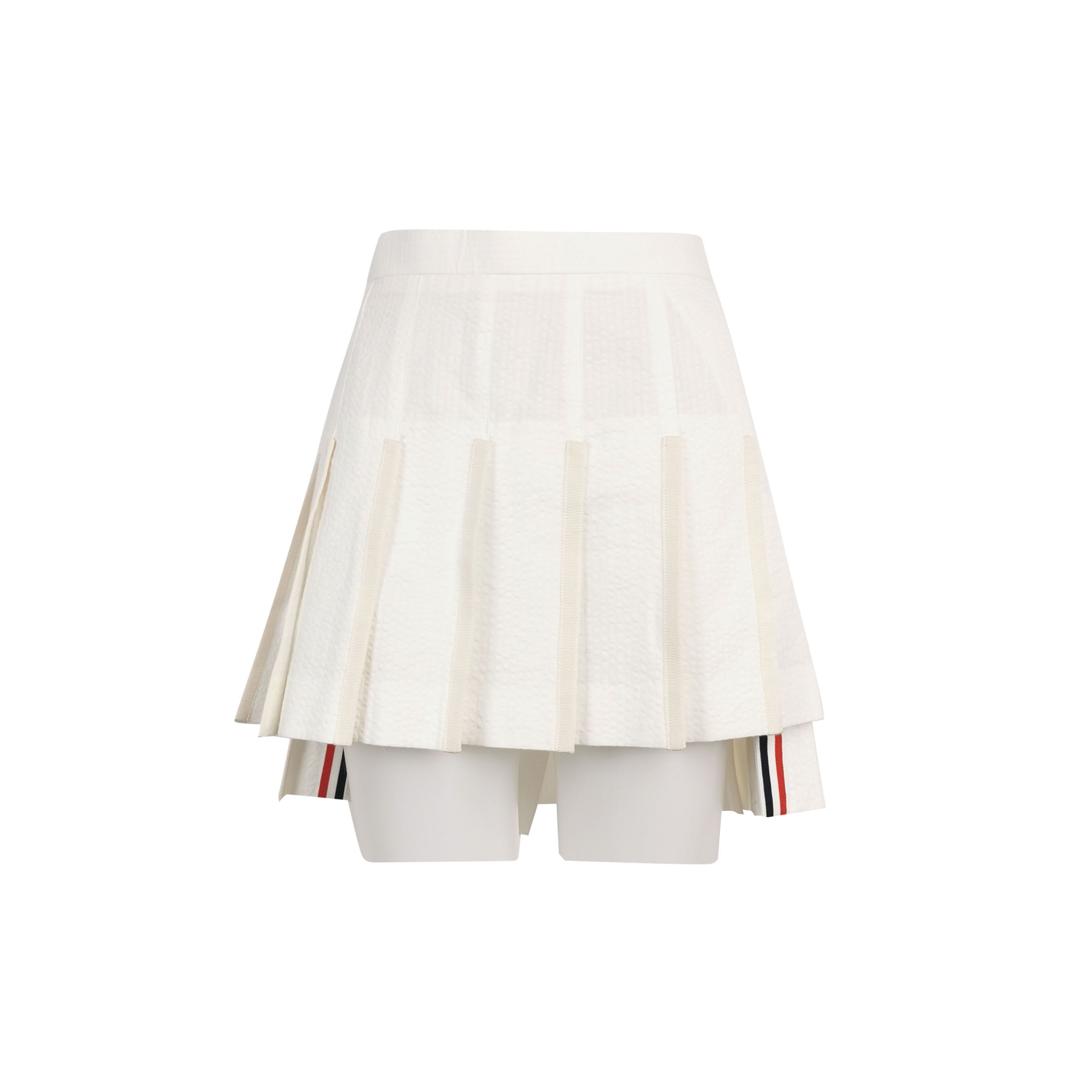Thom Browne Thom Browne White Pleated Stripe Hem Skirt Size 42" / US 20 - 1 Thumbnail