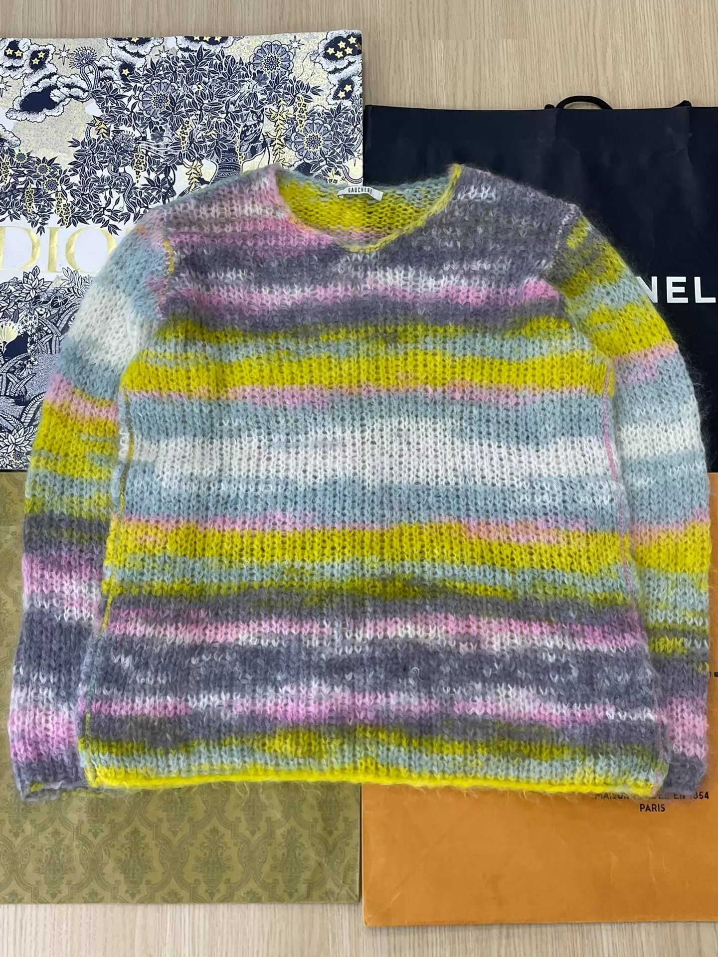 Other Gauchere Multicolor Striped Open Knit Sweater Size 36 Size XS / US 0-2 / IT 36-38 - 1 Thumbnail