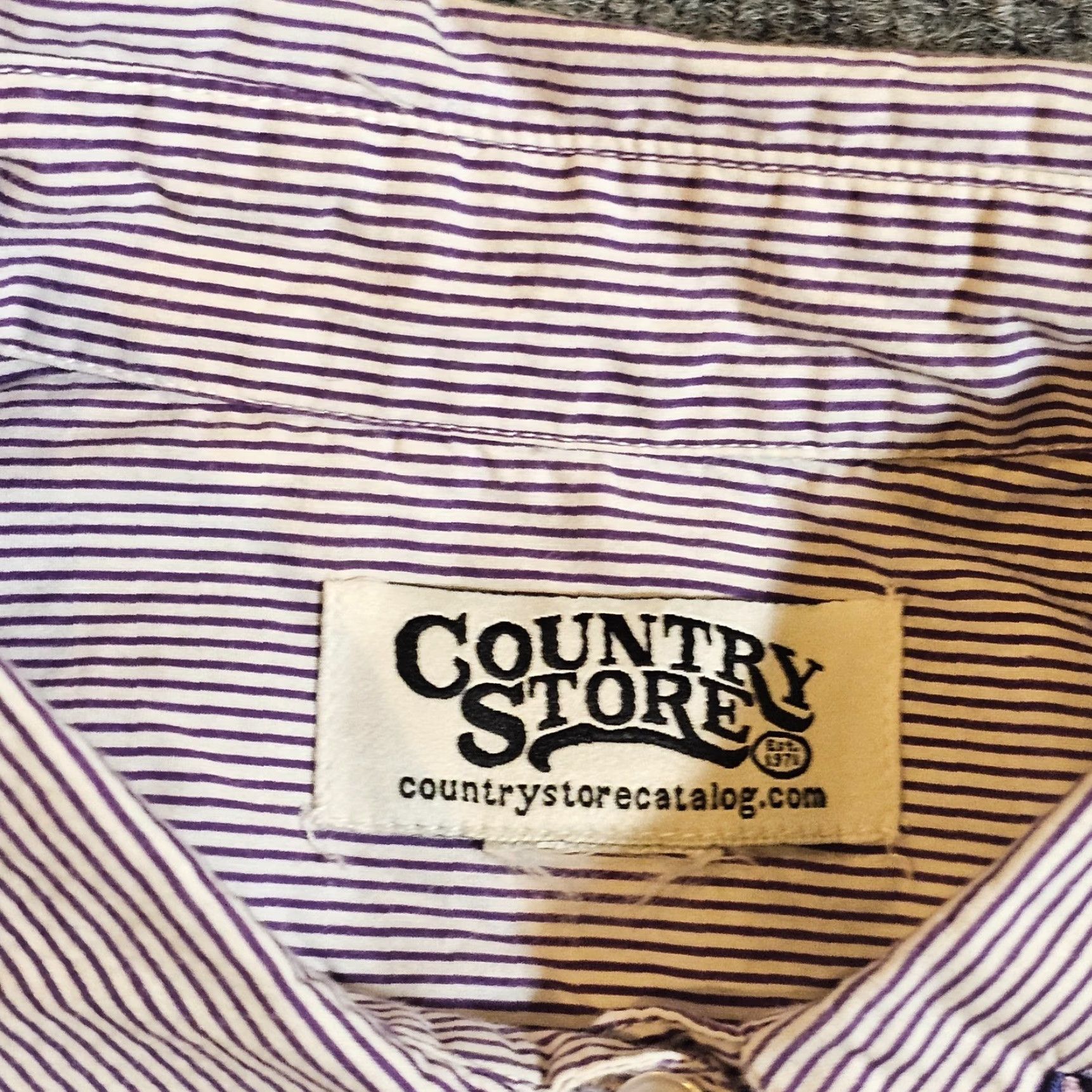 Vintage Country Store Top Womens 2X Purple Striped Floral Embroidery Button Casual Shirt Size XXL / US 16-18 / IT 52-54 - 3 Thumbnail