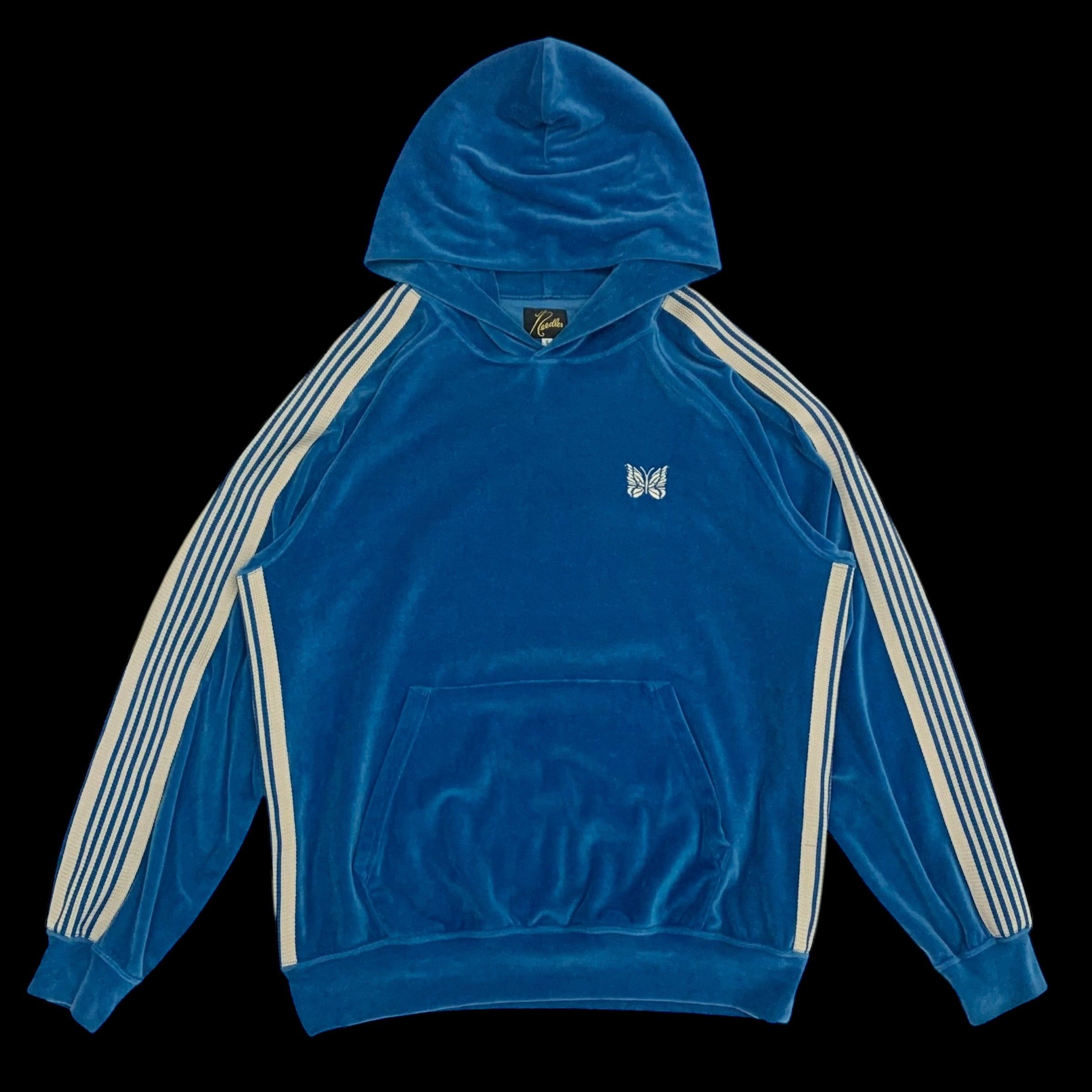 Needles Needles Velour Track Hoodie Blue (Fits S-M) | Grailed