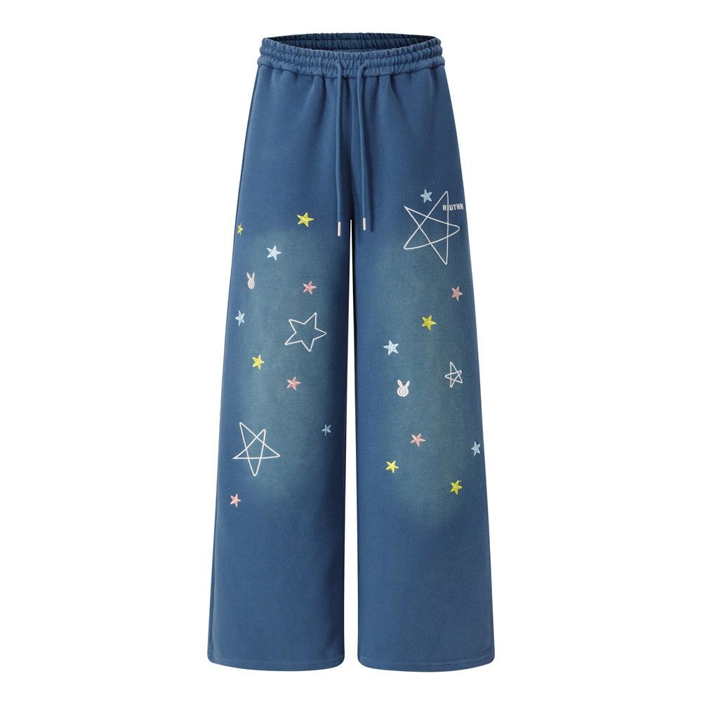 Vintage Loose men's casual straight-leg star wide-leg trousers Size US 32 / EU 48 - 1 Thumbnail
