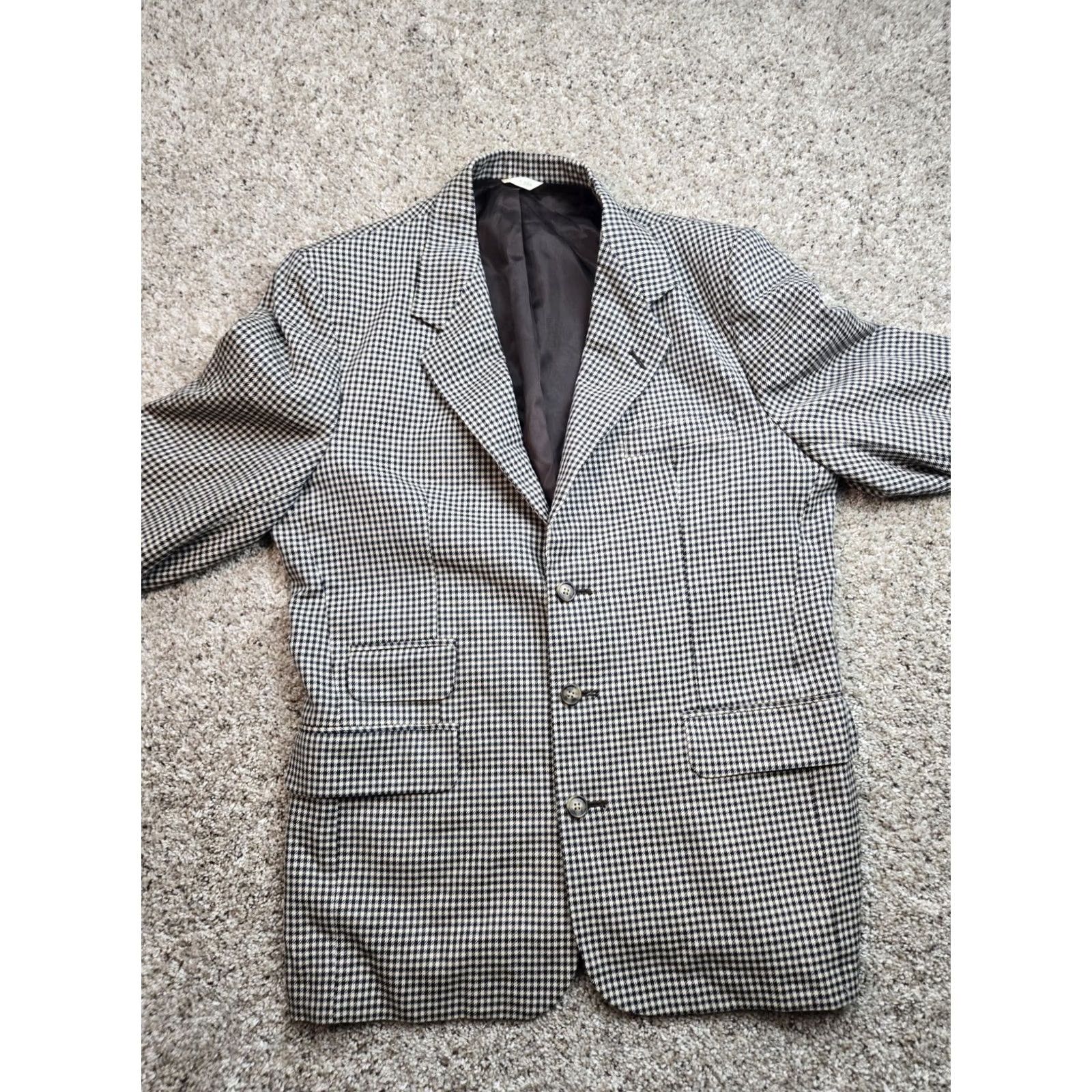 Banana Republic VINTAGE Banana Republic Blazer Jacket Mens Medium Houndstooth Elbow Patches USA Size 40R - 4 Thumbnail
