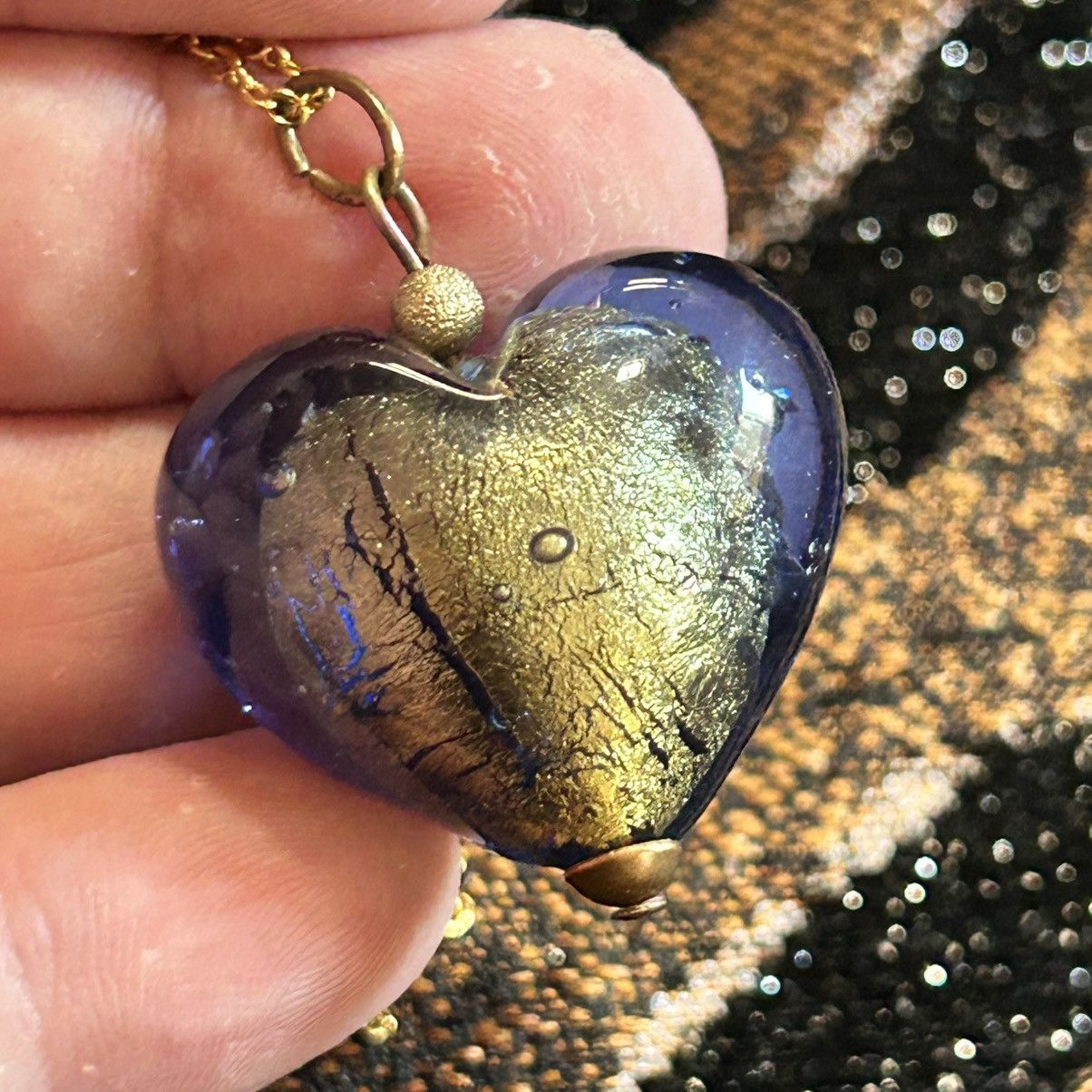 Handmade Handcrafted dichroic glass bubble heart pendant necklace Size ONE SIZE - 6 Thumbnail