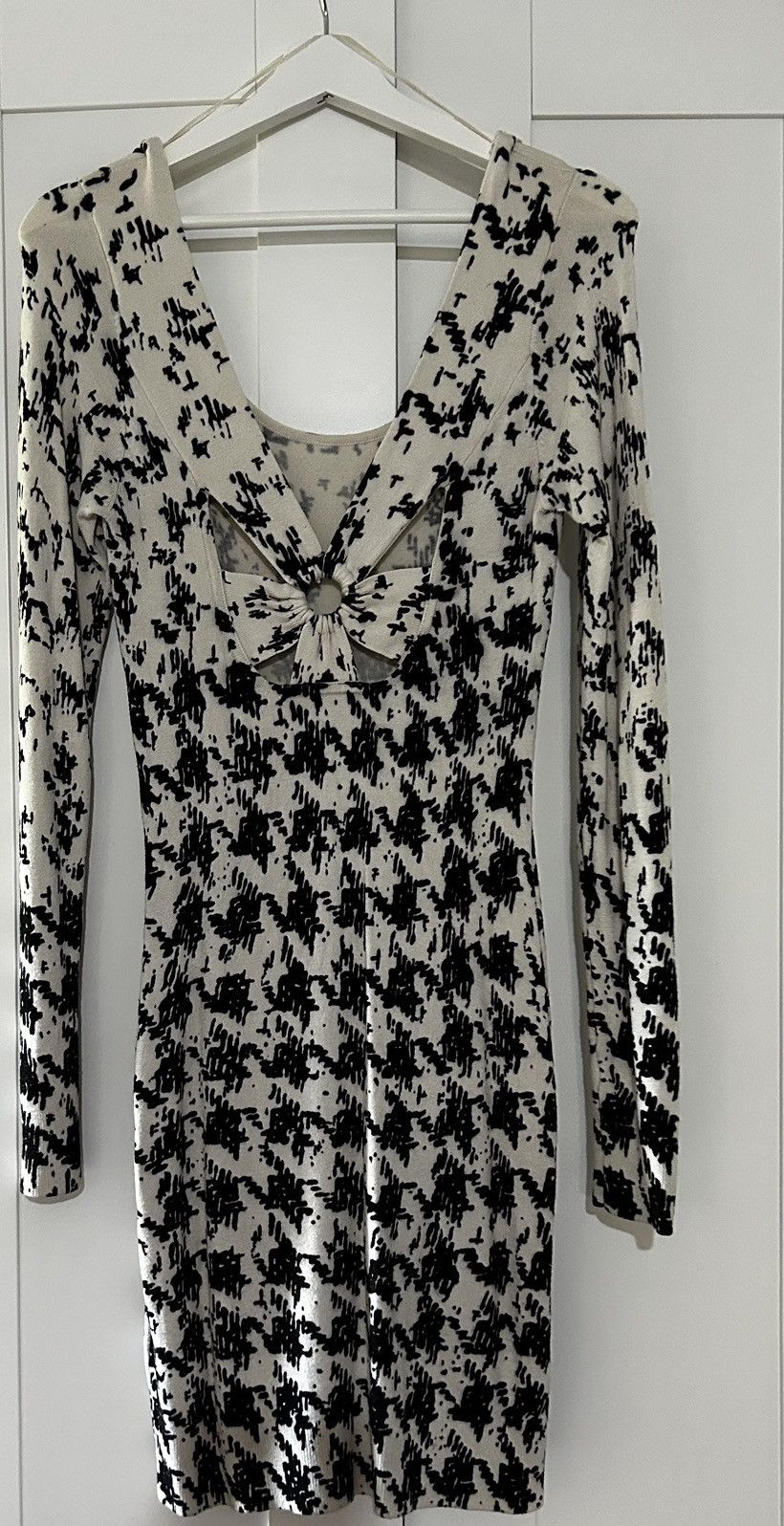 Guess GUESS black and white pattern long sleeve dress Size L / US 10 / IT 46 - 4 Thumbnail