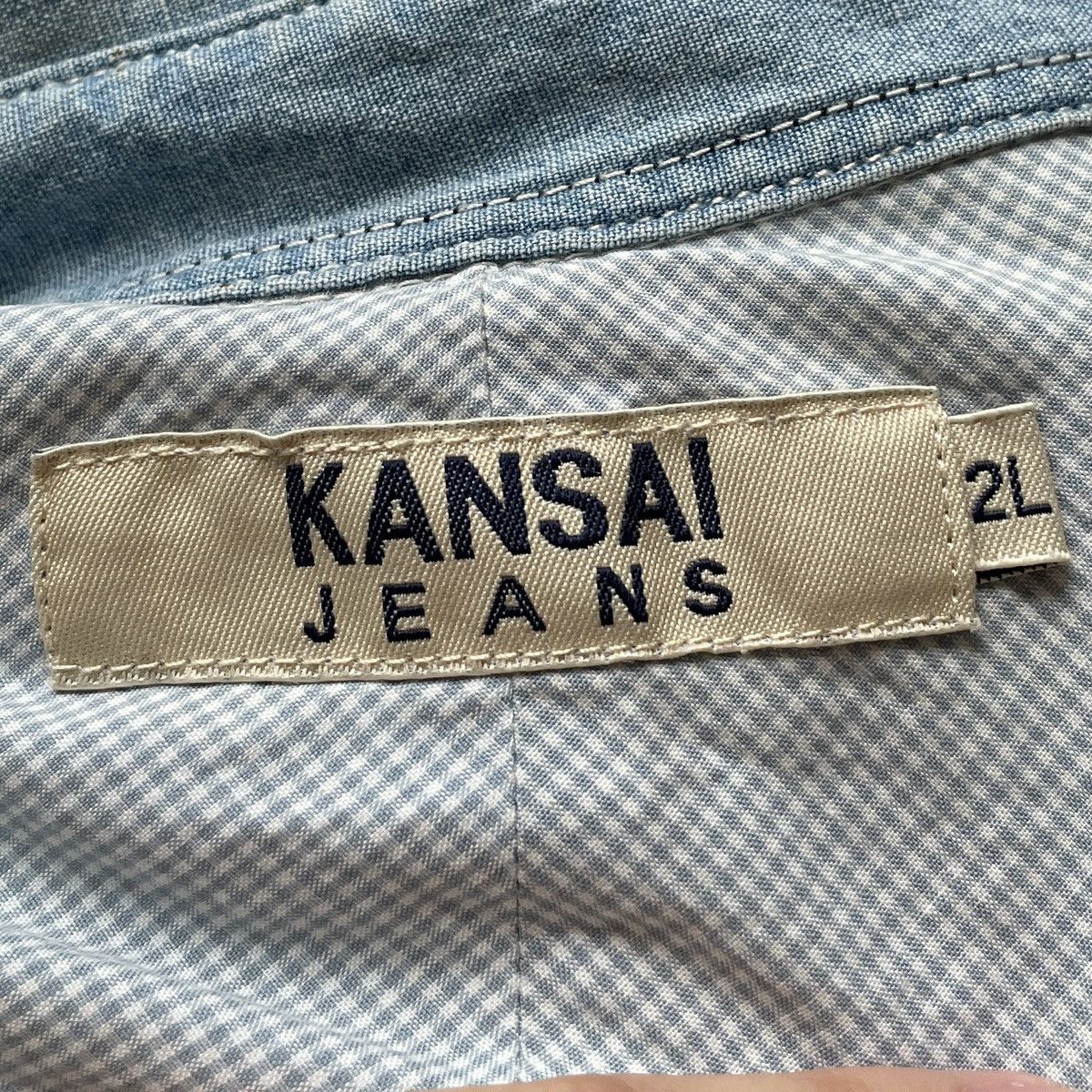 Kansai Yamamoto × Vintage × Yohji Yamamoto Vintage Japanese Brand Kansai Yamamoto Denim Shirt 1990s Size US M / EU 48-50 / 2 - 9 Thumbnail