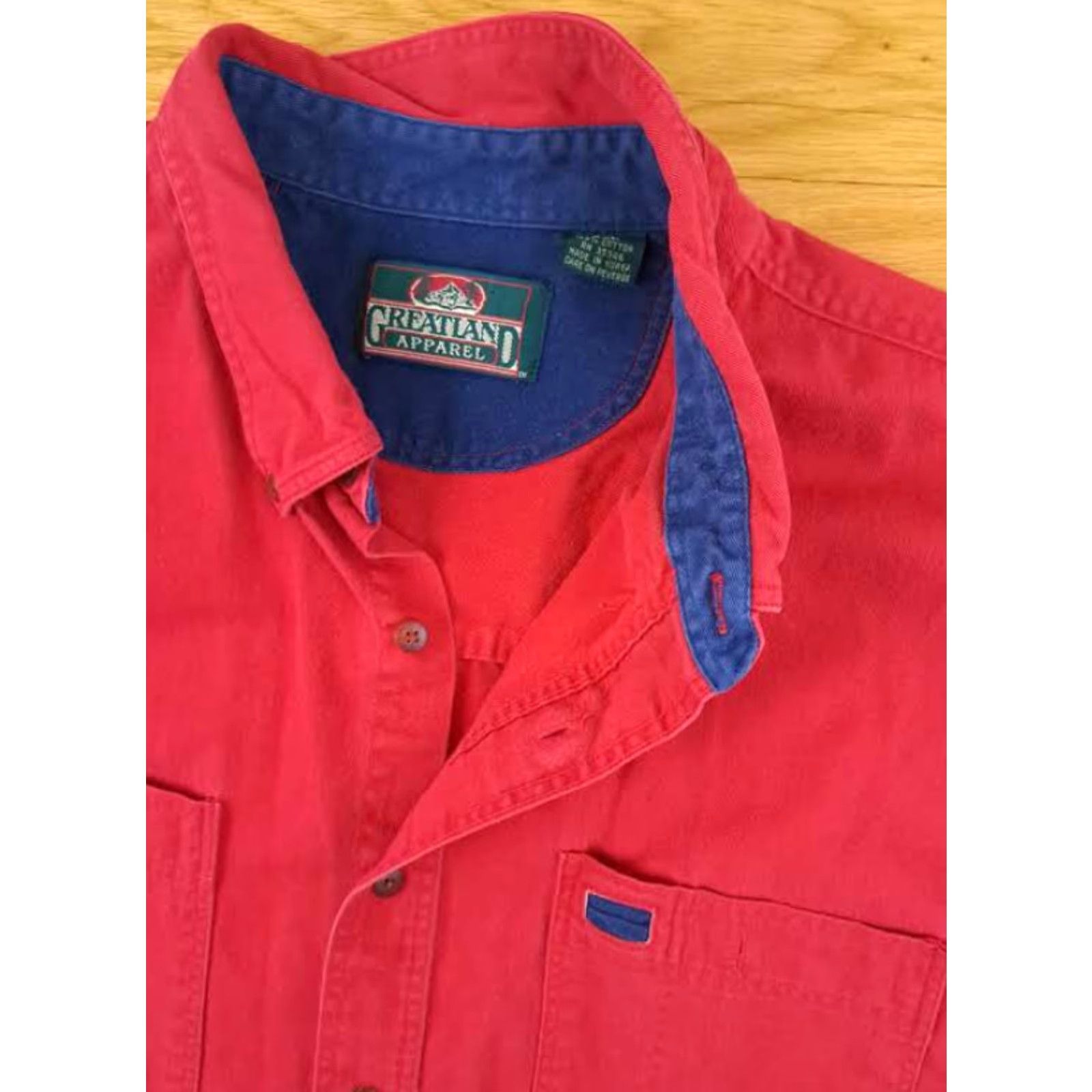 Vintage Greatland Shirt Full Button Heavy Cotton Outdoor 2XL Red Mens Button-Up Long Sleeve Canvas Regular All Seasons Outdoors Size US XXL / EU 58 / 5 - 3 Thumbnail