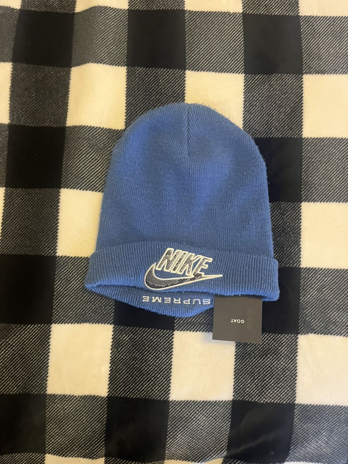 Nike × Supreme Supreme × Nike Snakeski Blue Supreme Beanie Size ONE SIZE - 1 Thumbnail
