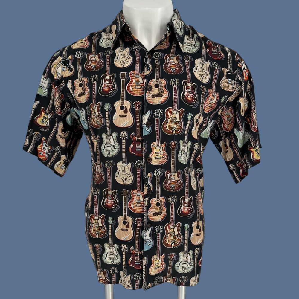 Reyn Spooner Reyn Spooner Art Of Eddy Y Shirt Mens Large Black Guitar Hawaiian Short Sleeve Shirt Mens L Black Guitar Hawaiian Short Sleeve Mens Size US L / EU 52-54 / 3 - 1 Thumbnail