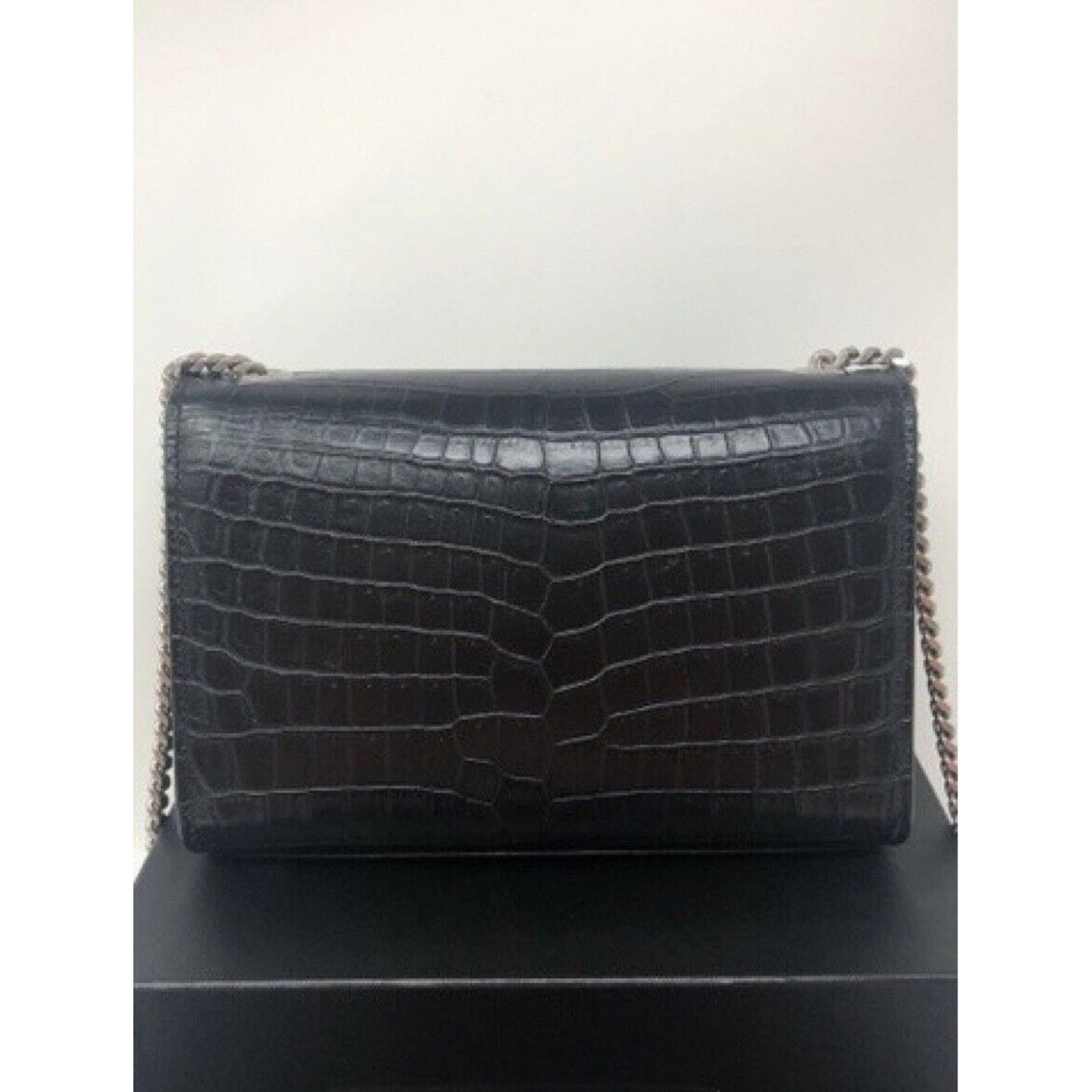 Yves Saint Laurent YSL Saint Laurent Kate Silver Hardware Embossed Croc Tassel Size ONE SIZE - 8 Thumbnail