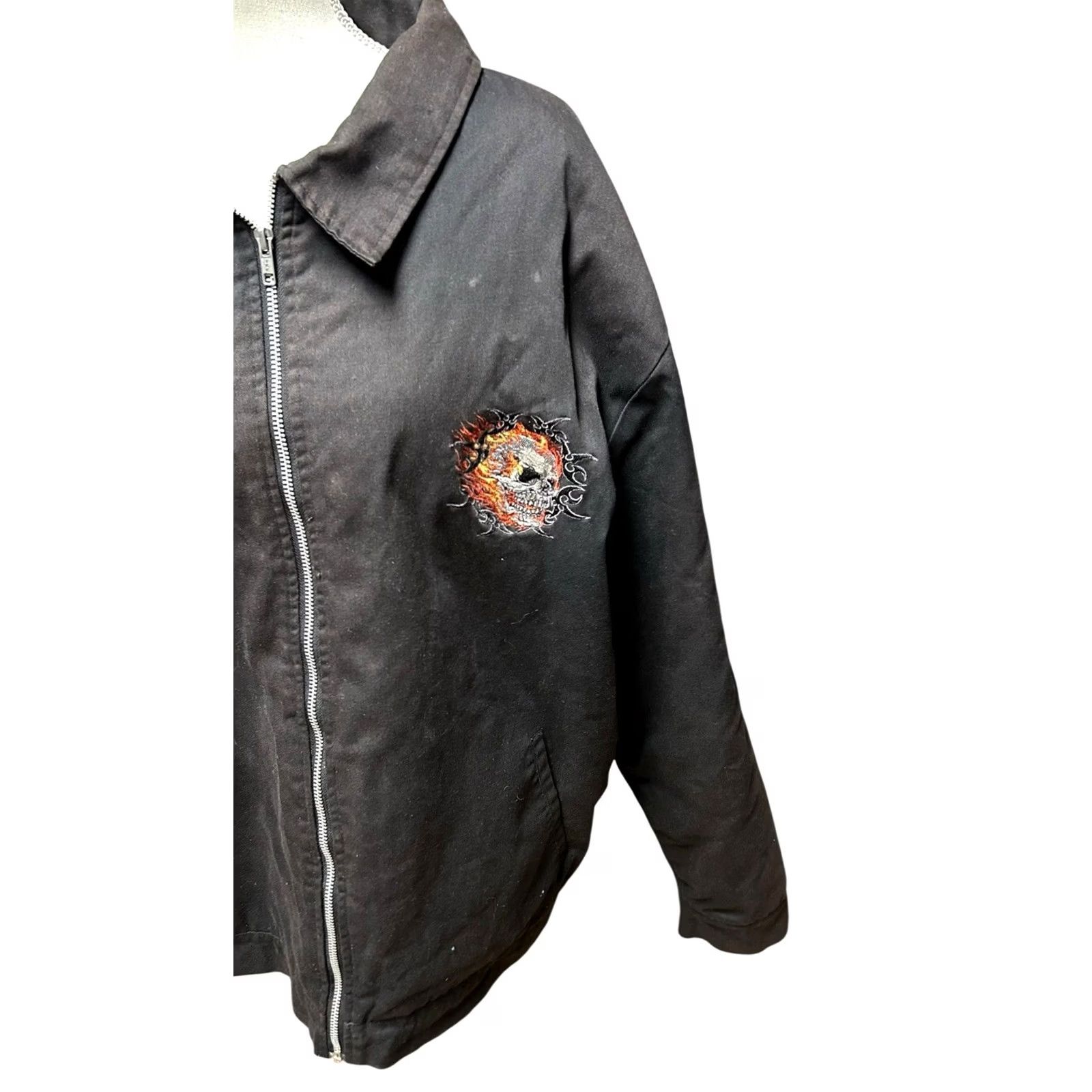 Vintage Hot Leathers Men's Polyester Motorcycle Jacket Burning Skull Size 3XL Black Size US XXL / EU 58 / 5 - 3 Thumbnail