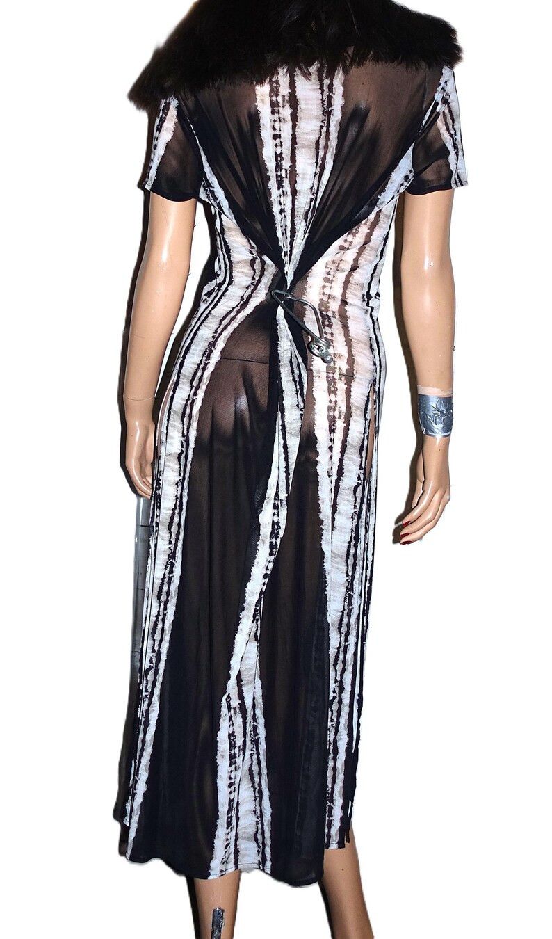 Other Cha Cha Vente Black Gray Sheer High Slit Dress S Size S / US 4 / IT 40 - 5 Thumbnail