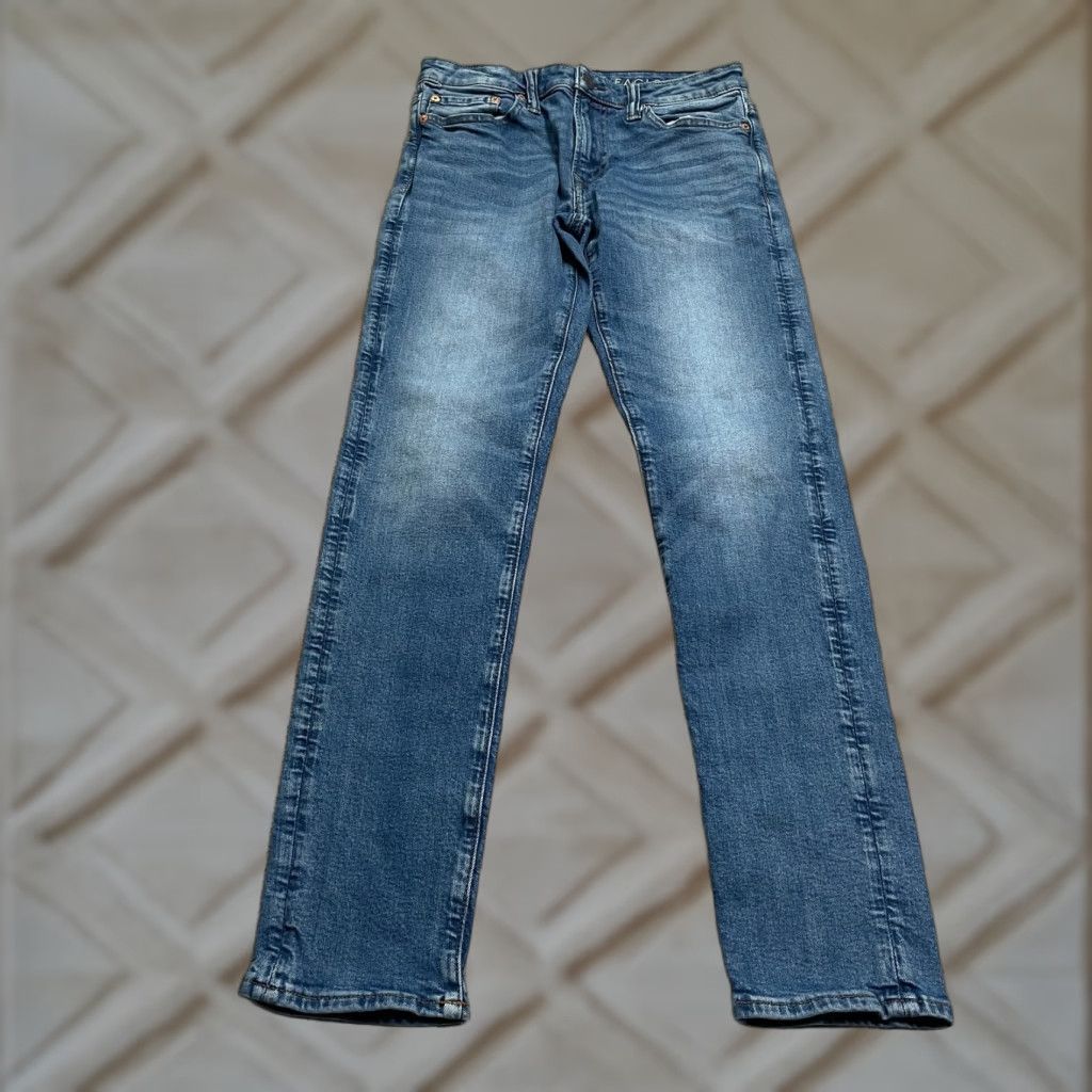 American Eagle Outfitters American Eagle Outfitters Jeans Mens 29x34 Athletic Denim Straight Mid Rise Blue 5-Pocket Logo USA Size US 29 - 1 Thumbnail