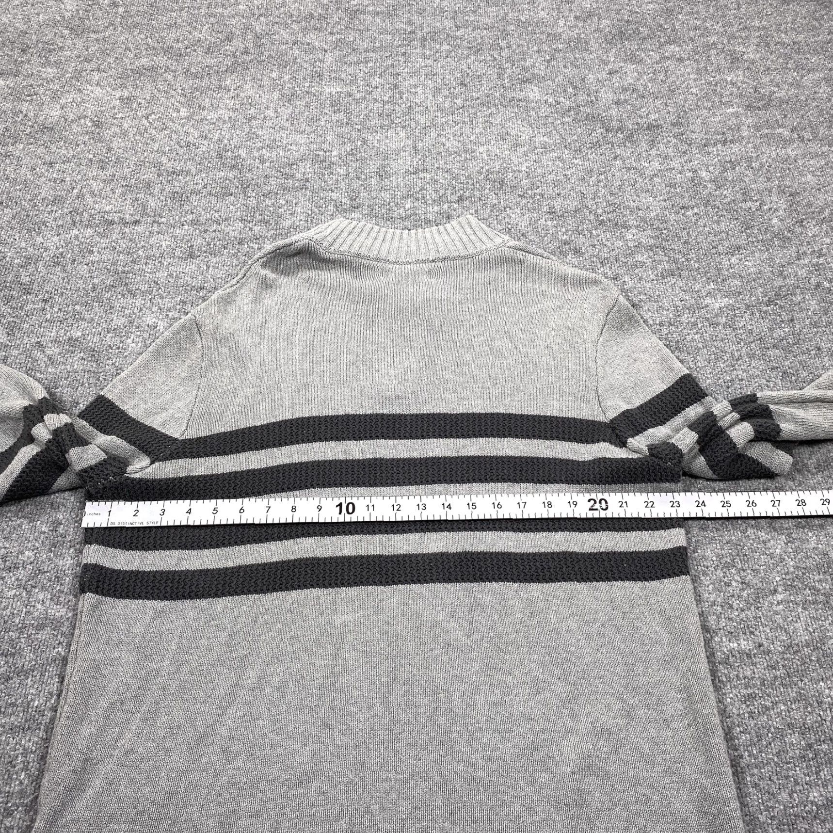 Vintage Tahari Mens XL Gray Striped 1/4 Zip Mock Neck Cotton Pullover Casual Sweater Size US XL / EU 56 / 4 - 5 Thumbnail