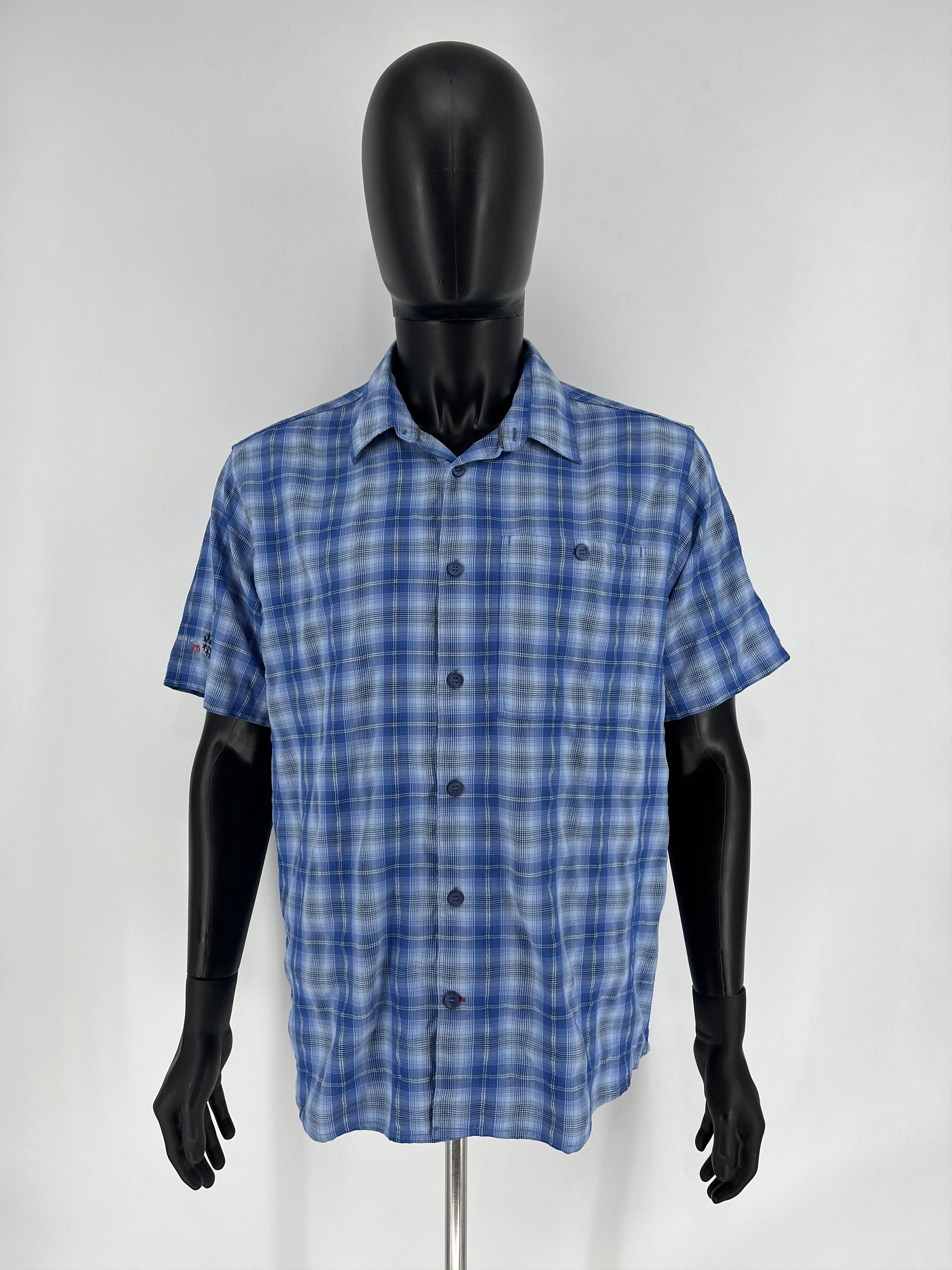 Mammut Mammut Mens L Blue Plaid Short Sleeve Button Up Shirt Shirt Size US L / EU 52-54 / 3 - 2 Thumbnail